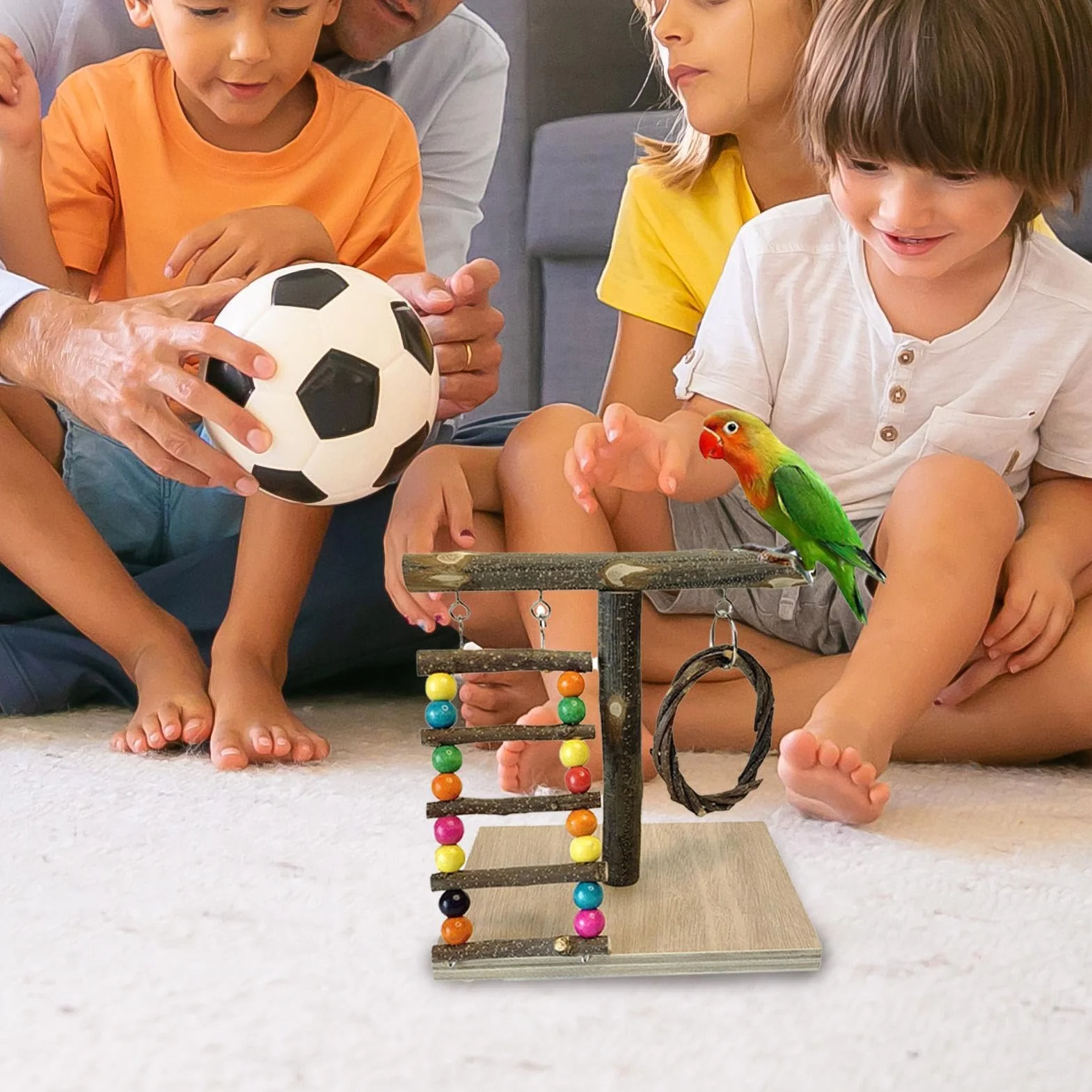 Parrot Playground, Natural Wood Parrot Perch, Bird Play Stand, Tabletop Parrot Perch, Bird Playstand Training Playground, Bird Cage Toys For Cockatiels, Parrot Perch Play Stand, Bird Perch For Parrots