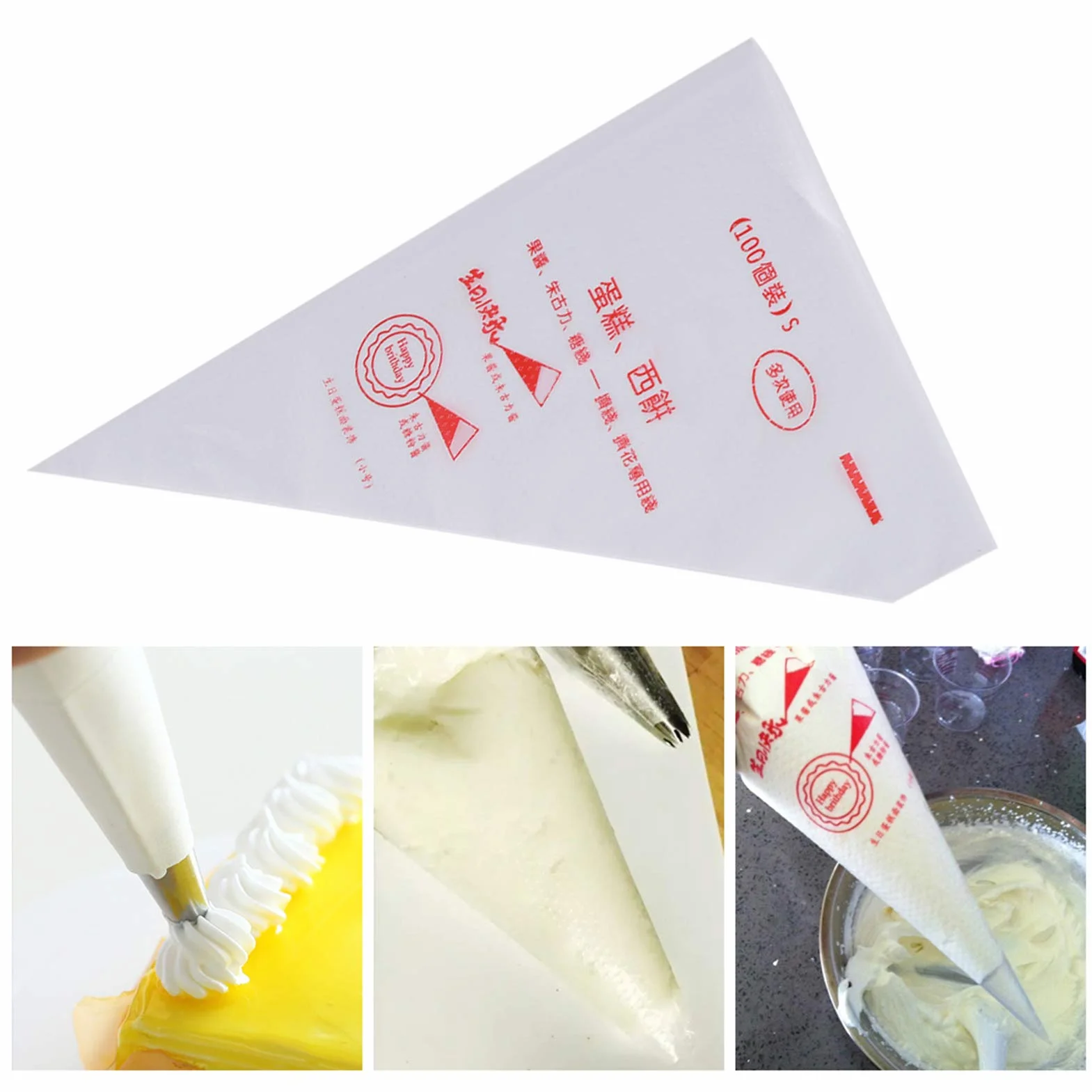 Torebka do Wyciskania Torebka do Lukrowania, 100 szt. Plastikowe Woreczki do Lukrowania Spożywczego Torebki do Dekorowania Ciast masą cukrową Torba Narzędziowa (mały rozmiar)