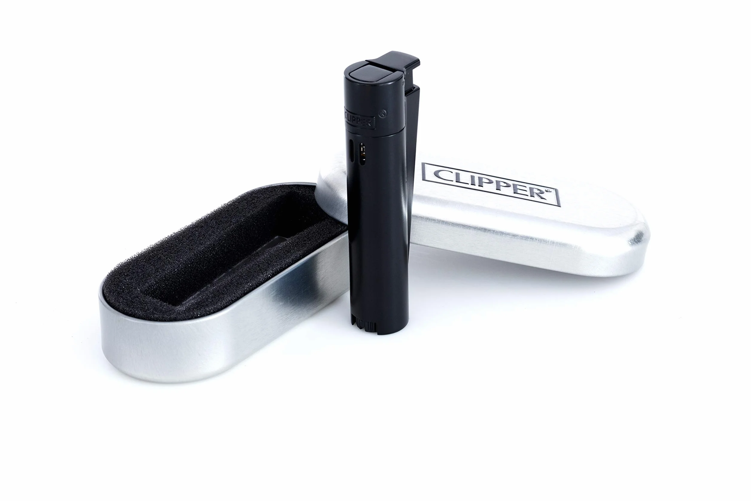 Clipper metalowy płomień czarny + czarny metalowy klips z płomieniem Jet