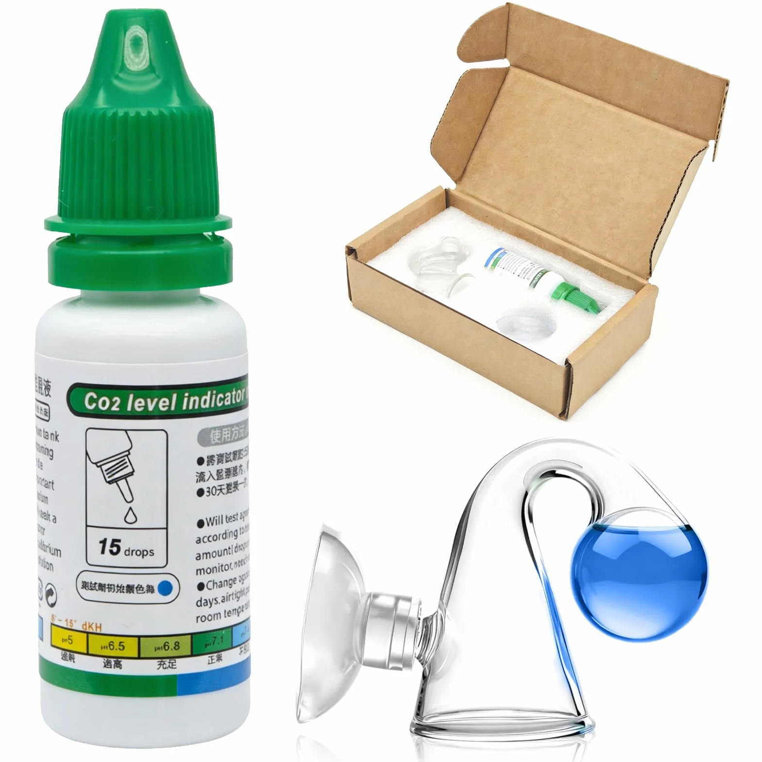 Test stały CO2 do akwariów z 15 ml płynu testowego