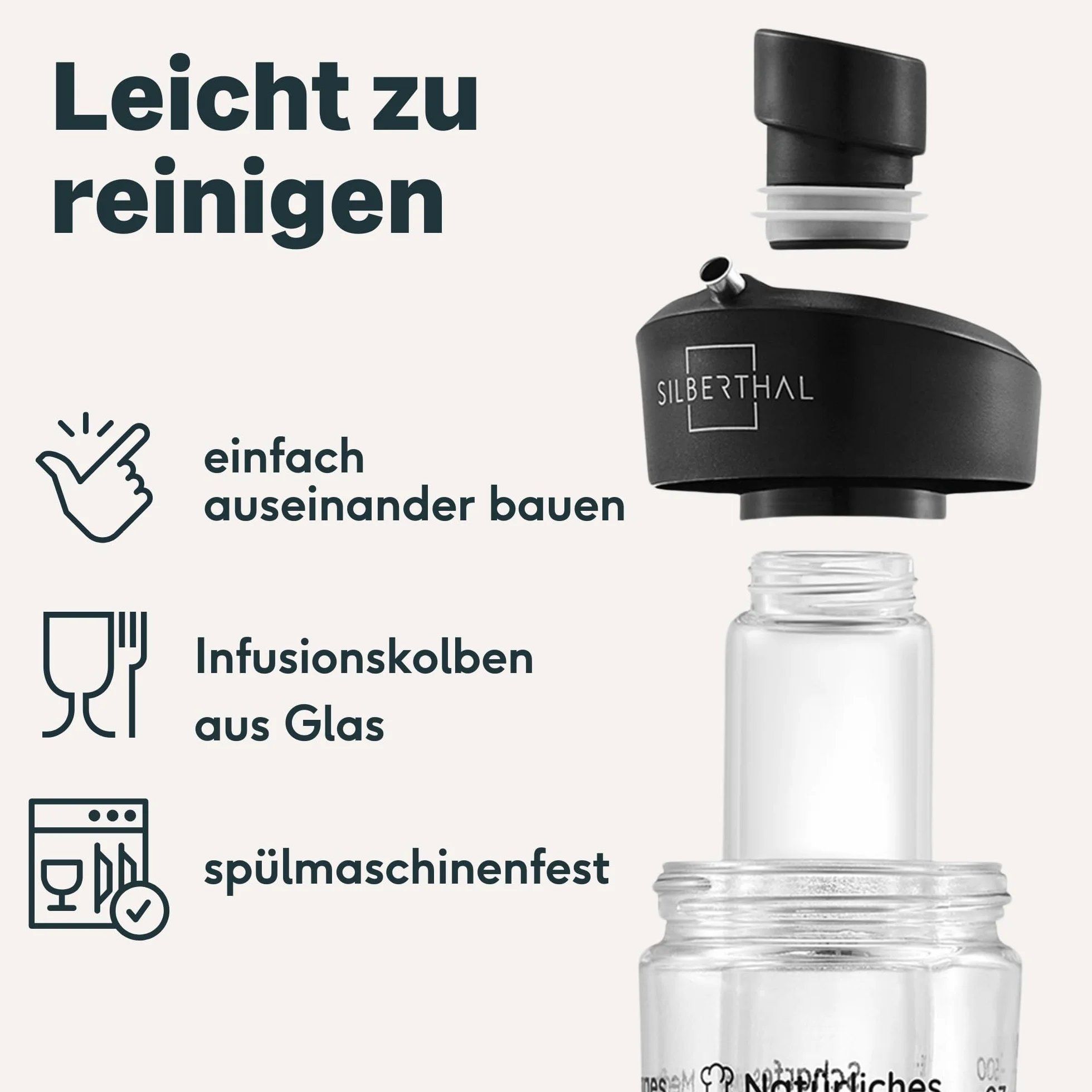SILBERTHAL Szklana butelka do oleju, do wlewania, kropienia, z pojemnikiem na zioła, stwórz własny aromatyczny olej np. olej chili, z przepisami, idealna do oliwy, oleju rzepakowego, 500 ml
