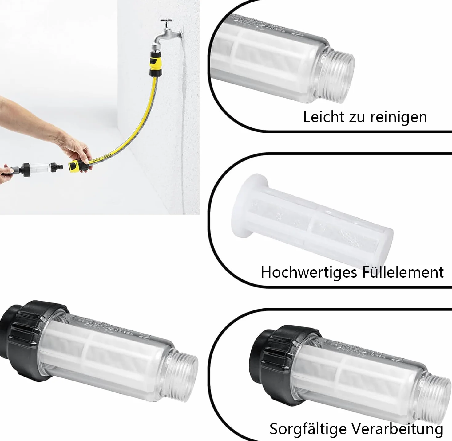 LATRAT Zestaw filtrów do wody, wąż ogrodowy, 2 sztuki 3/4 cala, filtr wstępny, pompa ogrodowa, myjka wysokociśnieniowa, do kampera, nawadniania ogrodu