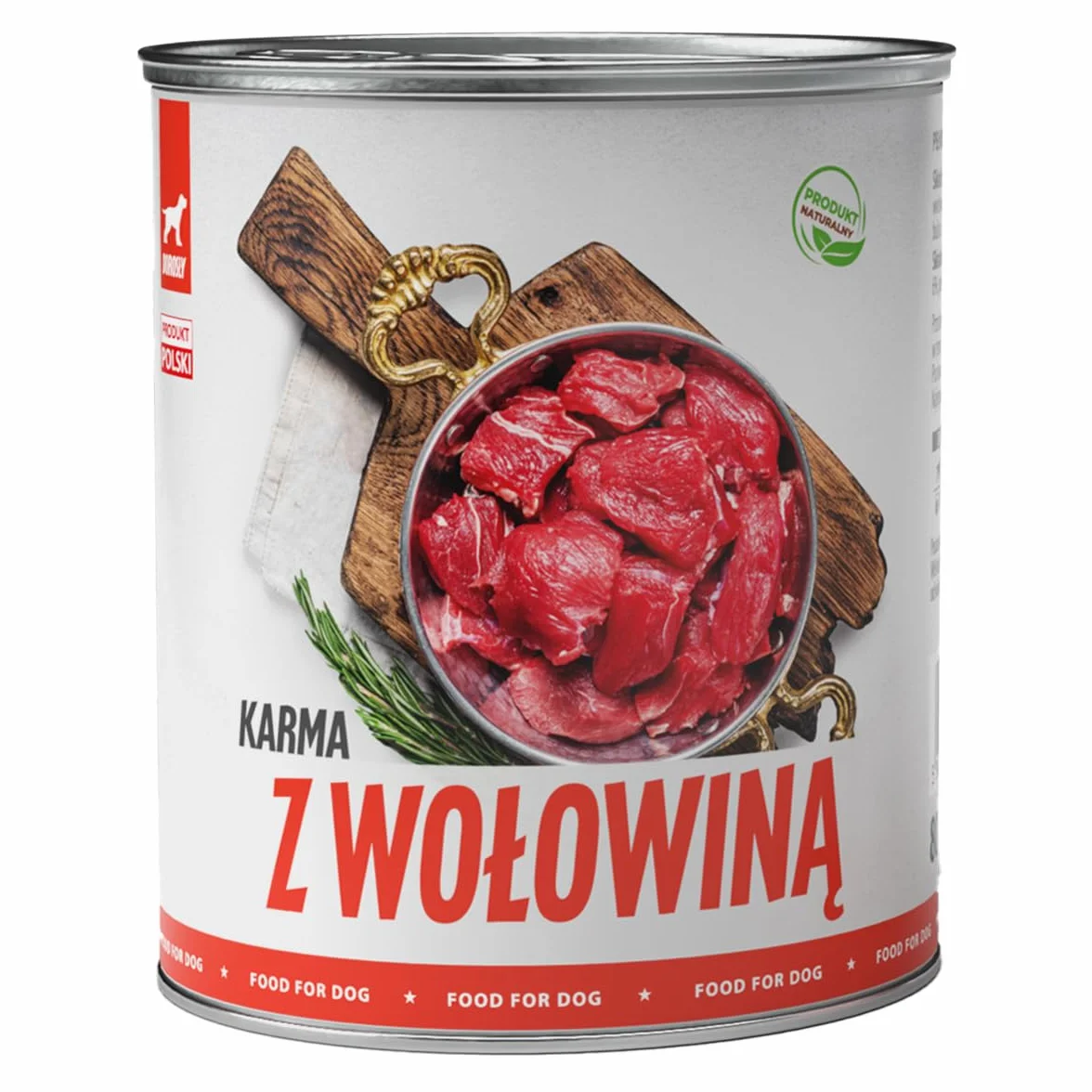 TufTuf Mokra Karma dla Psa, Mielonka z Wołowiną, 800g, Pełnoporcjowa, dla Dorosłych Psów, z Olejem Lnianym, Bez Sztucznych Barwników i Konserwantów