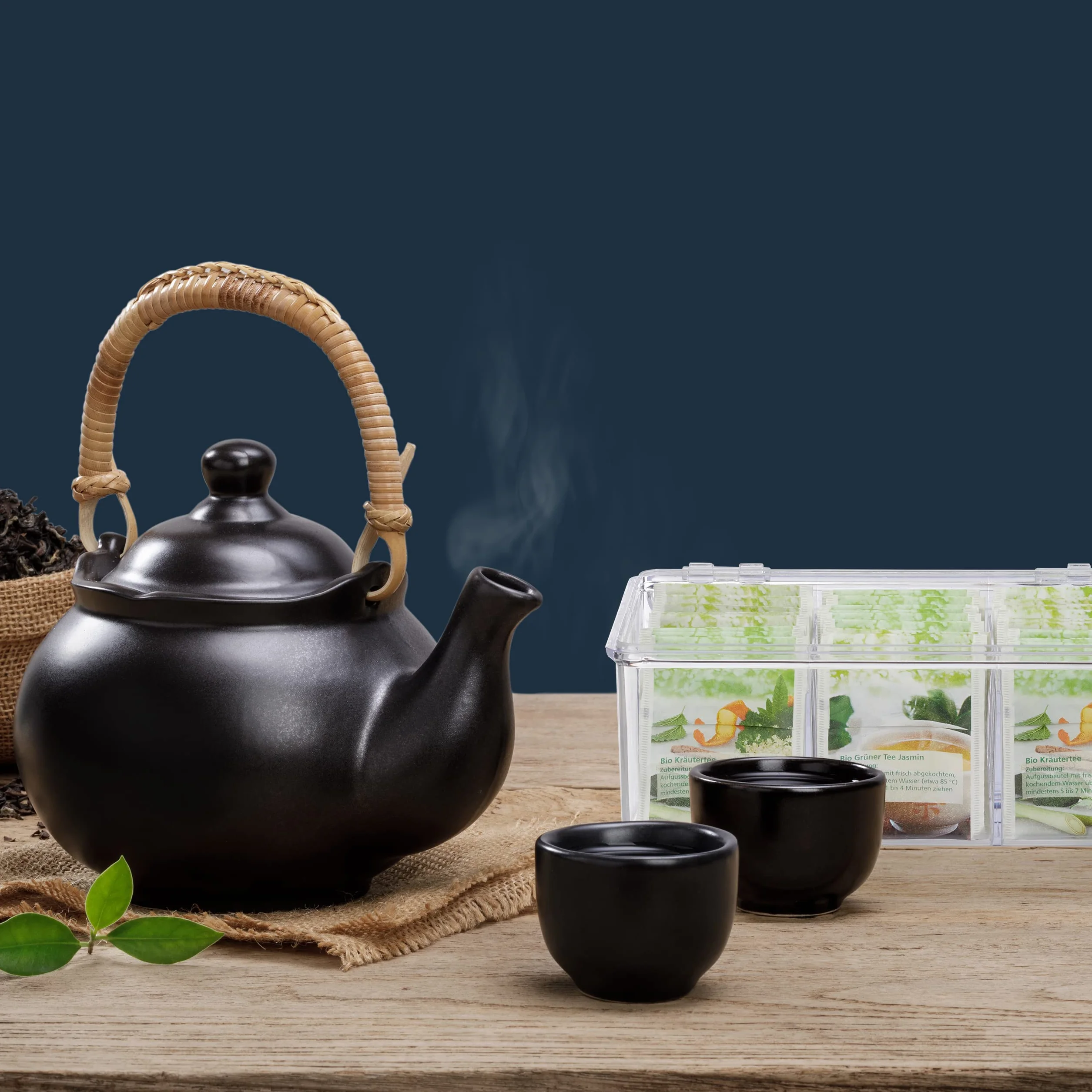 Relaxdays Pudełko na herbatę, 6 przegródek, 90 torebek herbaty, puszka na herbatę z pokrywą na zawiasach, ochrona przed aromatem, wys. x szer. x gł. 9 x 21,5 x 14,5 cm, przezroczyste