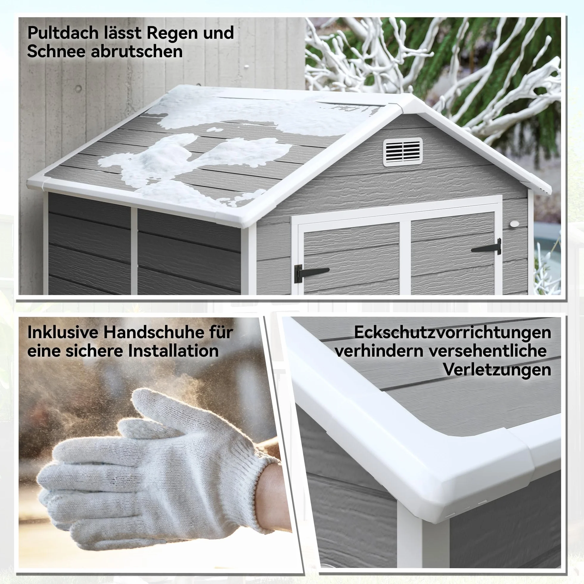 Outsunny Domek na narzędzia 2,4 m², wodoszczelny domek ogrodowy z podłogą, dach dwuspadowy, 182 x 151 x 219/181 cm, szopa na narzędzia z zamykanymi drzwiami, oknem, garaż rowerowy z tworzywa