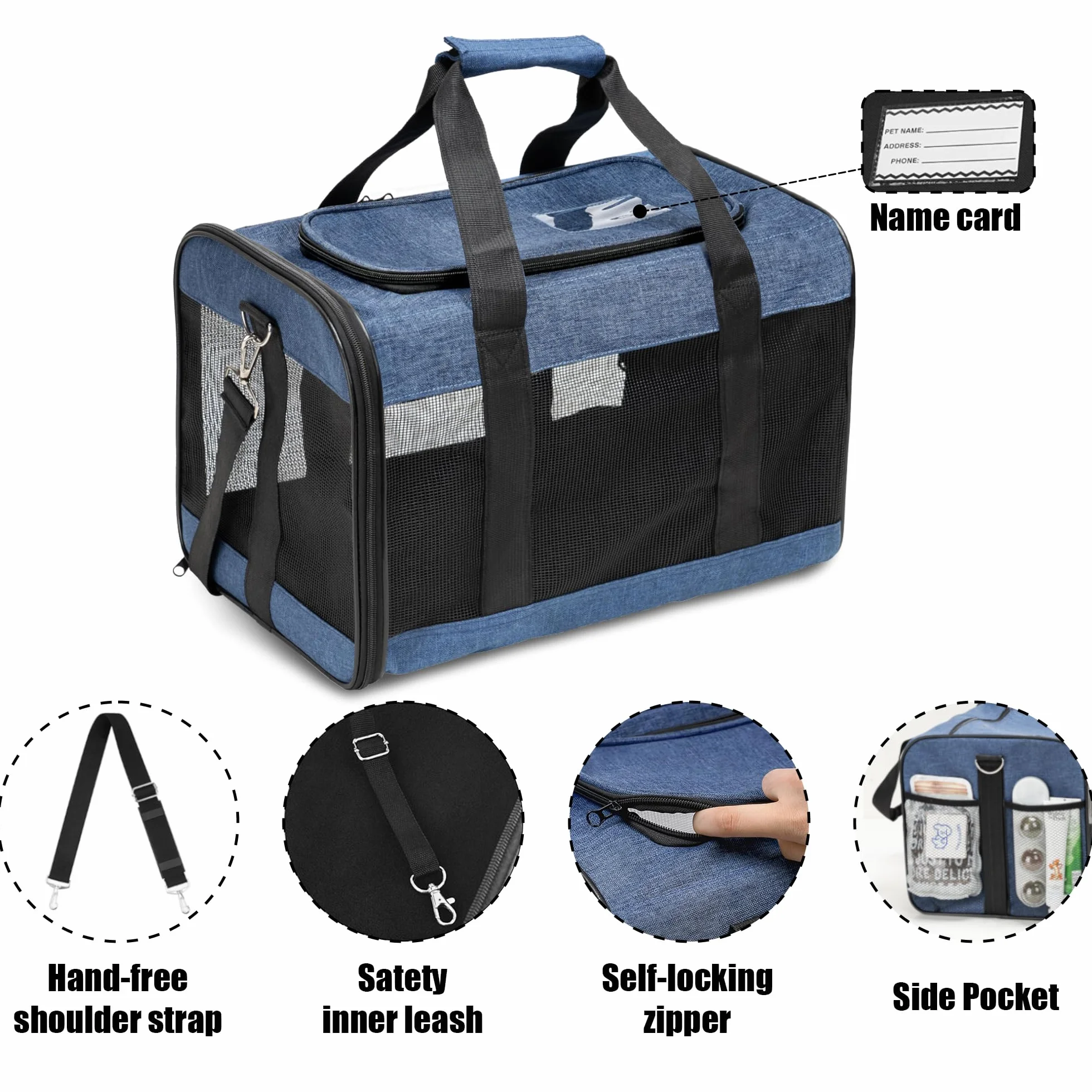 HITSLAM hundebox Faltbar Hundetransportbox Katzentransportbox Katzenbox Transportbox katzentasche für Hund, Katzen, Airline Zugelassen, Reisefreundliche Transporttasche