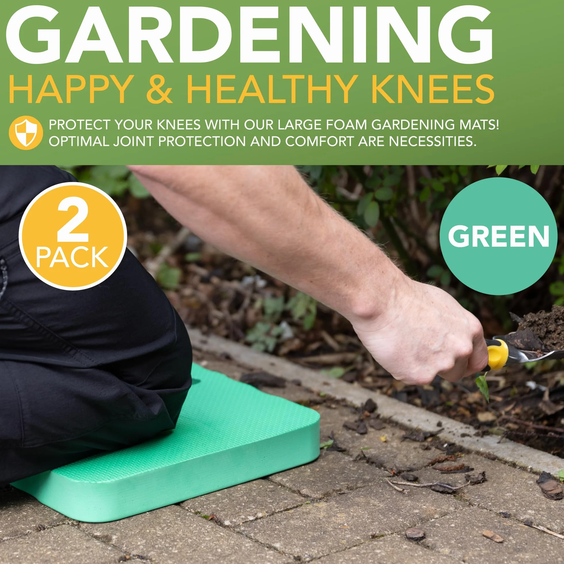 BLOSTM Green Garden podkładka na klęczenie, 2 sztuki, piankowe podkładki na kolana o wysokiej gęstości, z dwiema teksturami, duże maty piankowe premium do prac domowych, ogrodnictwa i jogi