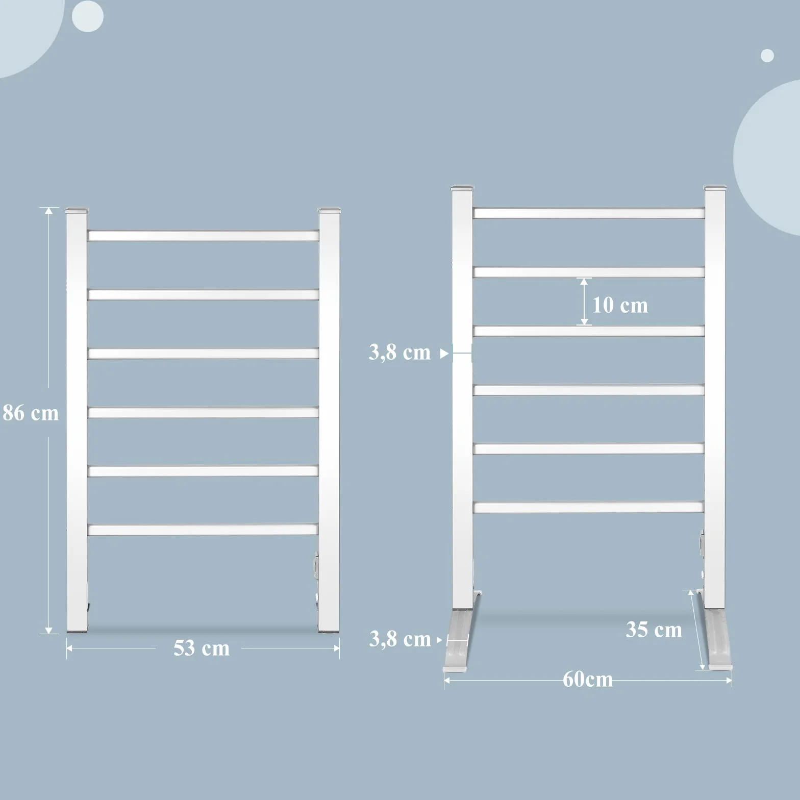 COSTWAY Elektryczny grzejnik na ręczniki, 53 x 86 cm, 2 w 1 grzejnik łazienkowy i wieszak na ręczniki, suszarka na ręczniki 100 W, podgrzewacz na ręczniki, stojący i montaż ścienny, srebrny