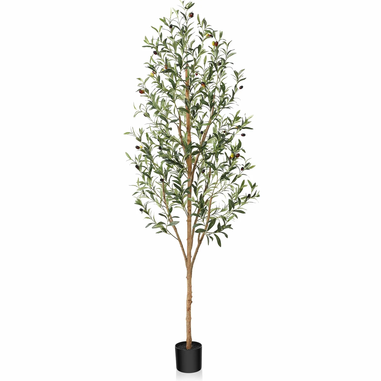Fopamtri Sztuczne drzewo oliwne, 180 cm, duże, sztuczne rośliny z jedwabiu oliwnego, z pniem z naturalnego drewna i realistycznymi liśćmi oliwnymi w doniczce, do domu, sypialni, biura, na balkon,