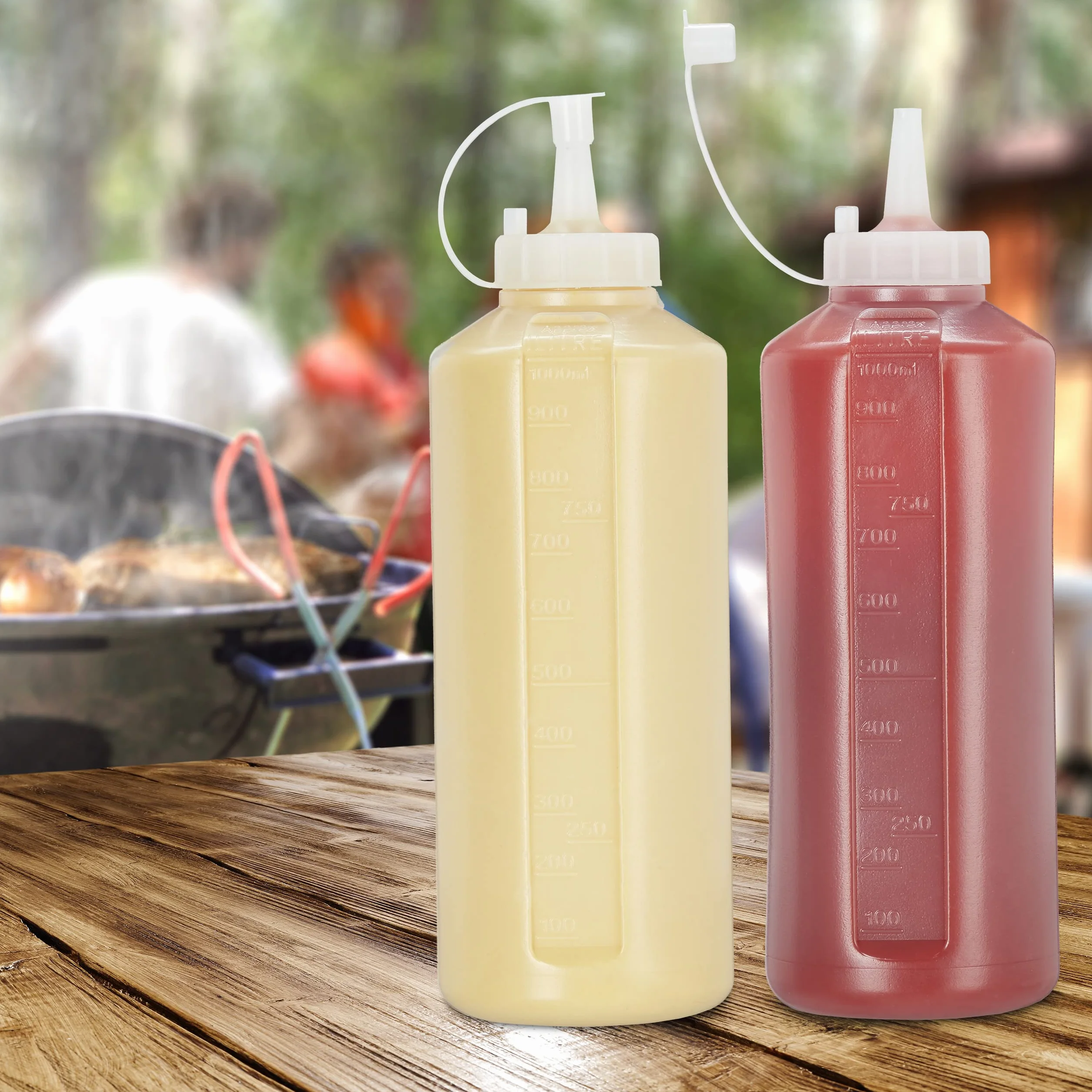 Relaxdays 16 x butelka do wyciskania, 1000 ml, do sosów, butelka do wyciskania, tworzywo sztuczne, butelka na sos, przezroczysta
