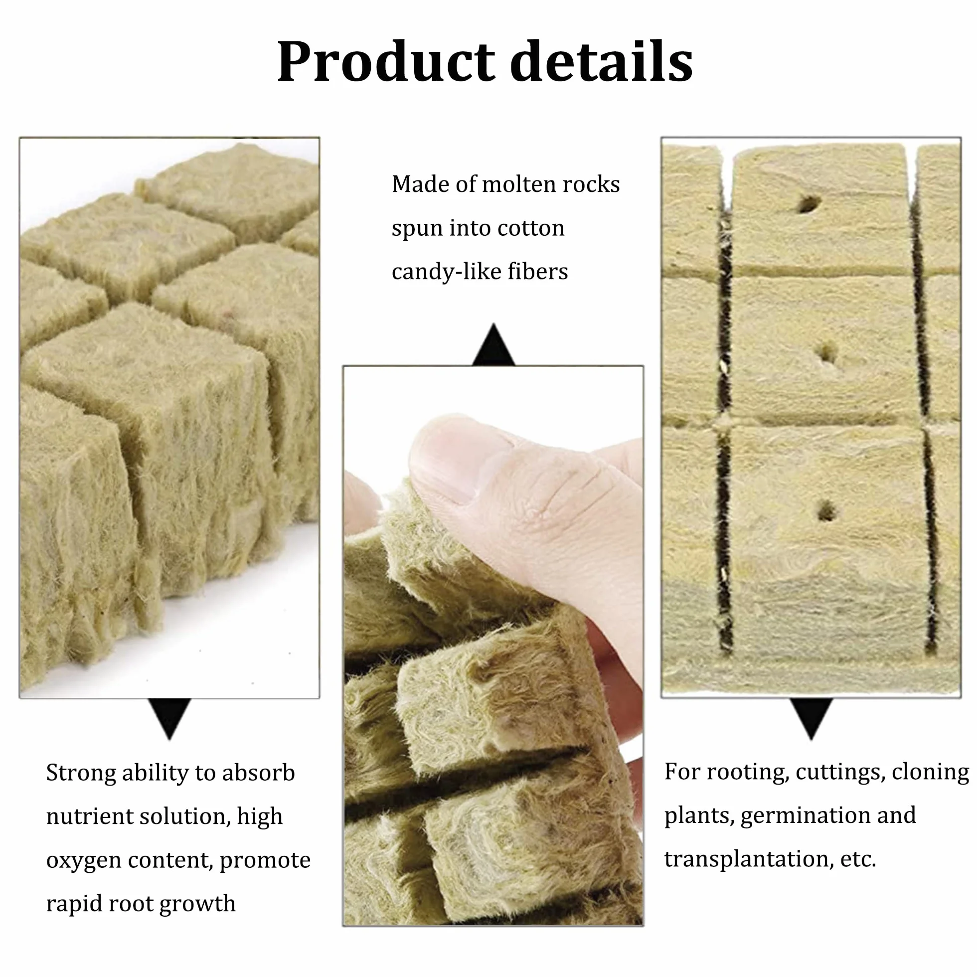 28 Sztuk Mata do Uprawy Rockwool - Kostki Uprawa Liści, Mata Bez Dna do Hydroponiki, Kolonizacji i Przesadzania Sadzonek Warzyw (4 x 4 x 4cm)