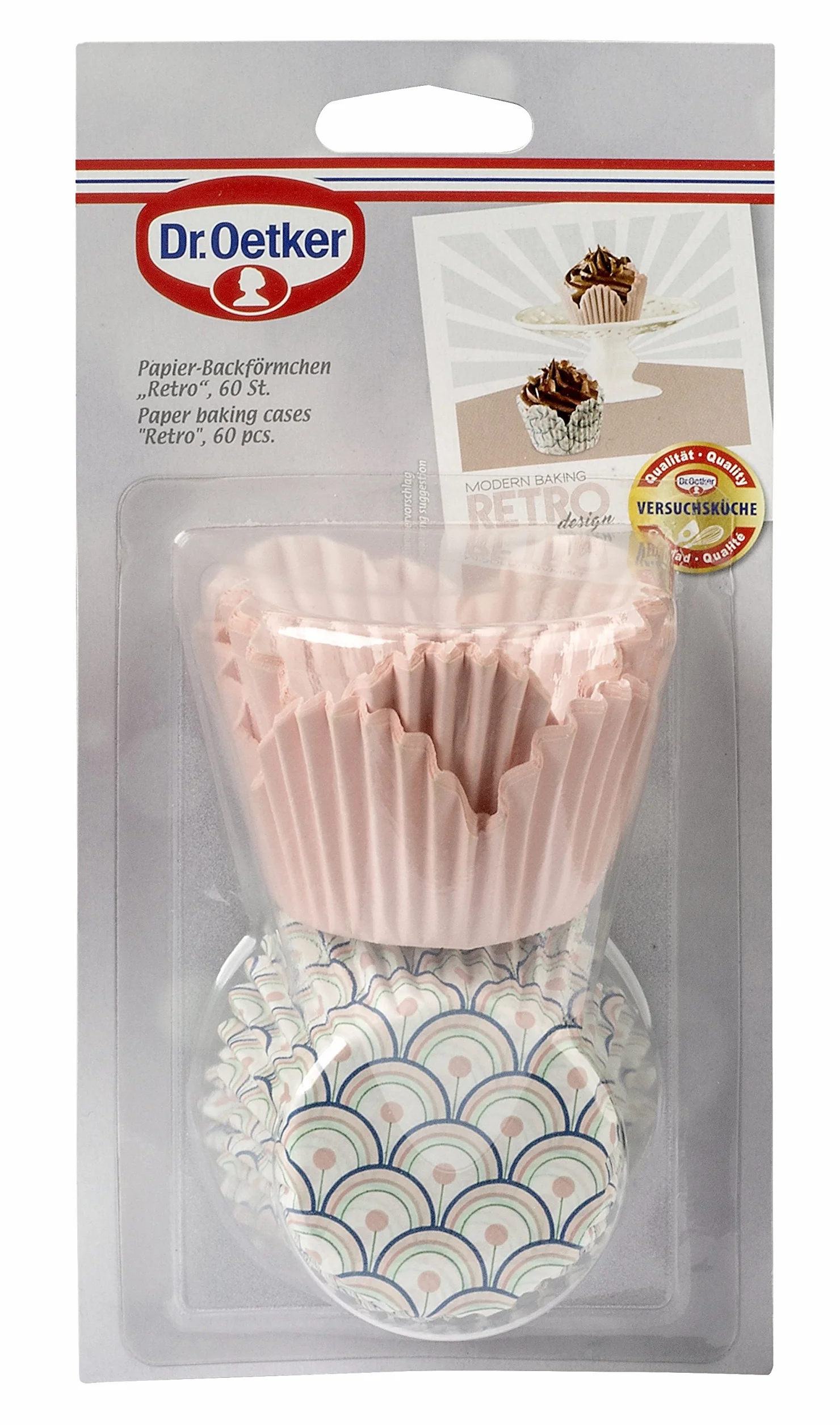 Dr. Oetker Papierowe foremki do pieczenia "Retro", foremki do muffinek z serii "Modern Baking - Retro Design" (kolor: kolorowy), ilość: 60 sztuk