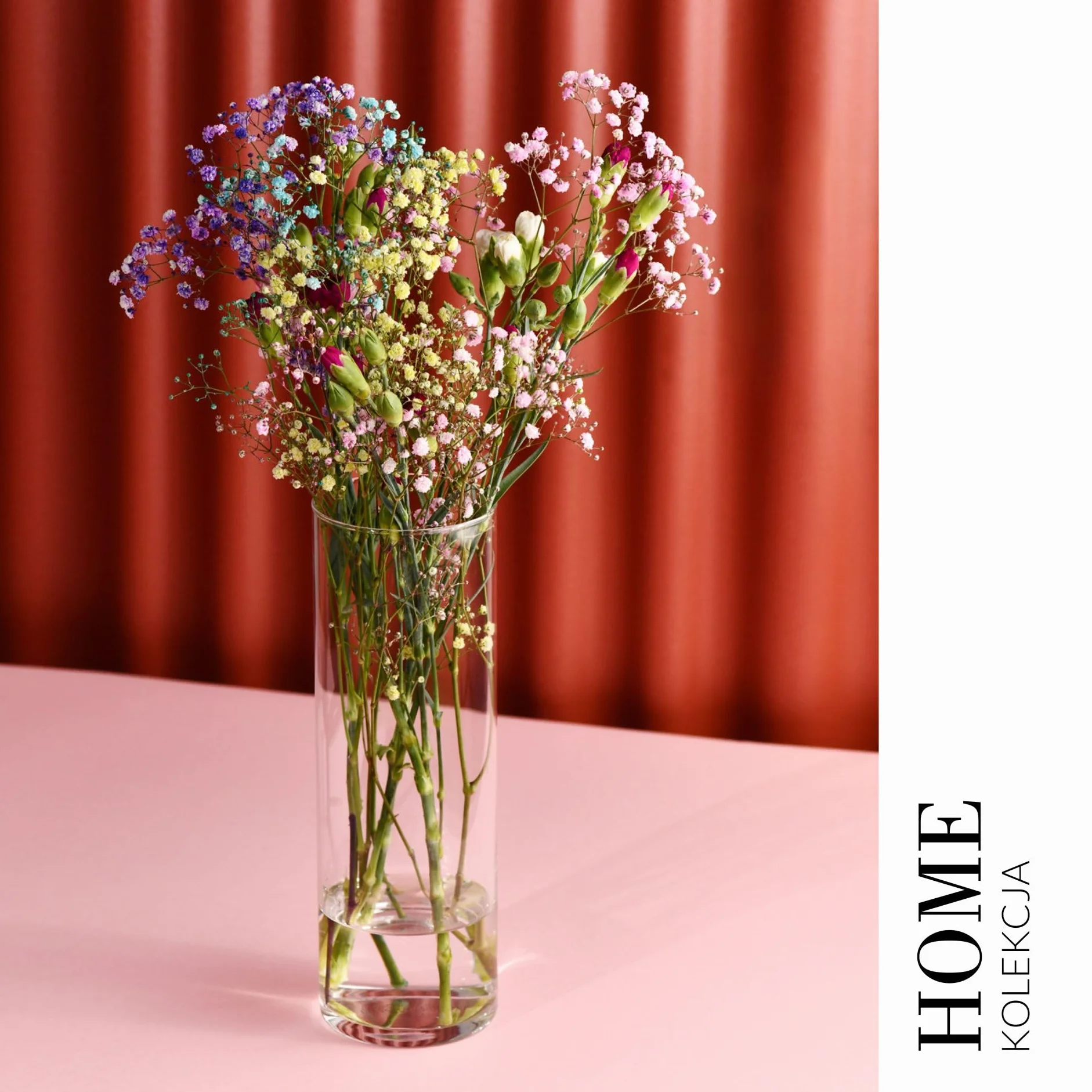 KROSNO Wazon szklany 30 cm – Kolekcja Home, wysoki wazon na kwiaty, cylindryczny, minimalistyczny design, grube szkło, do bukietów, traw i dekoracji wnętrz