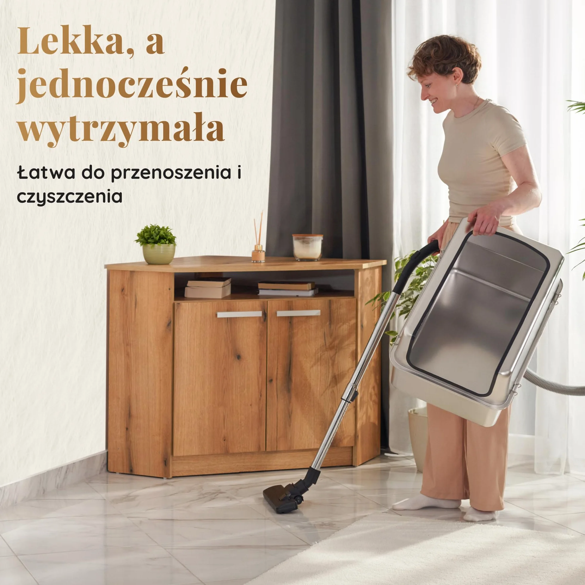 Kuweta dla Kota ze Stali Nierdzewnej XXL 38L z Wysokim Rantem