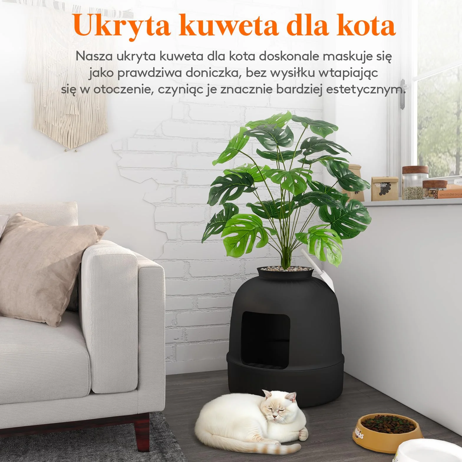 Lifewit Kuweta dla kota z filtrem węglowym, ukryta, Czarna
