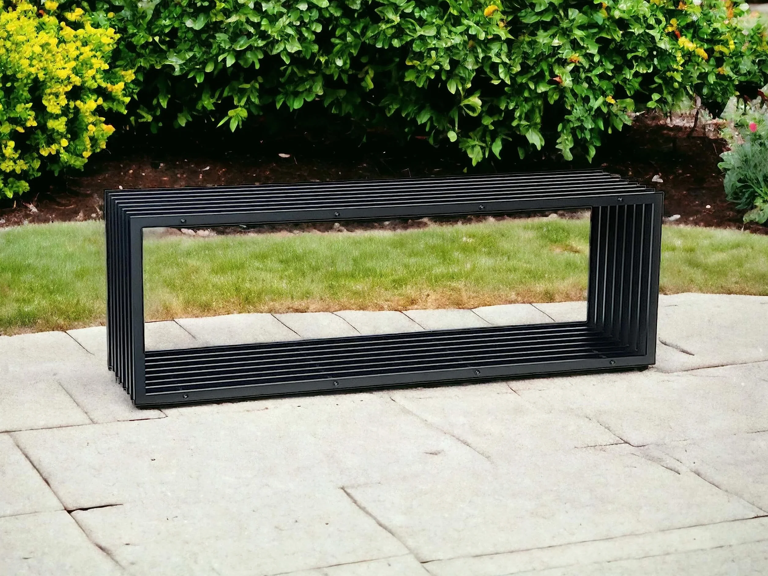 DanDiBo Ławka ogrodowa, metalowa, czarna, odporna na warunki atmosferyczne, masywna, 150 cm, nowoczesna ławka parkowa, 96430