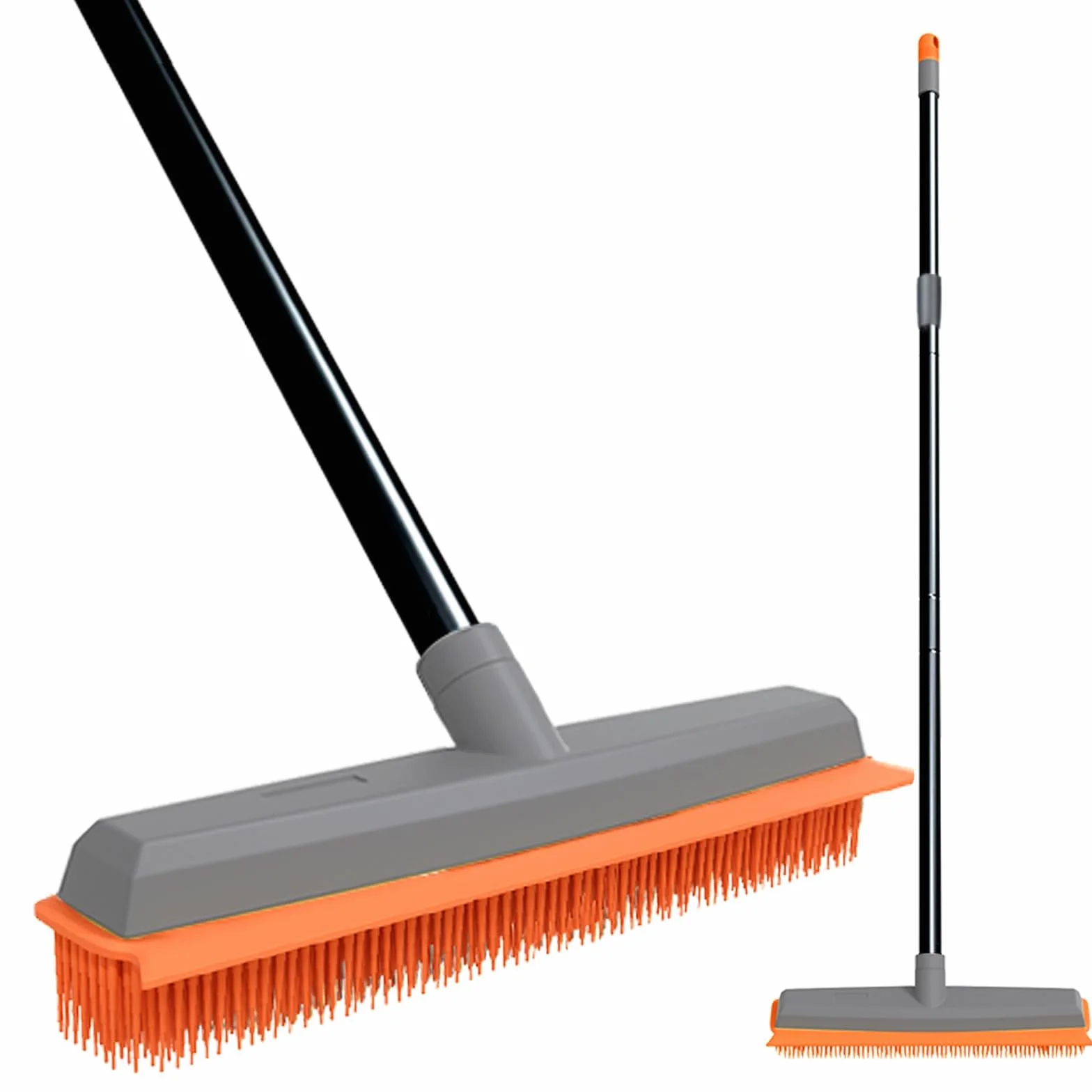 TreeLen Guma Broom Carpet Rake Pet Hair Remover Broom with Squeegee Extension Push Broom for Carpet Hardwood Floor Tile Windows