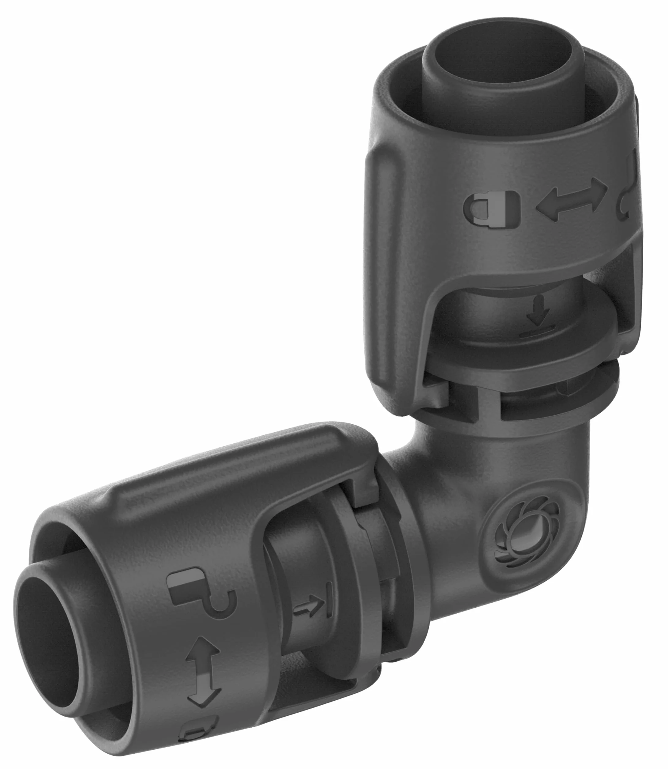 Gardena System Micro-Drip element L 13 mm (1/2 cala): Łącznik rurowy do zmiany kierunku rur instalacyjnych 13 mm, montaż bez narzędzi, możliwość ponownego zastosowania (13202-20)