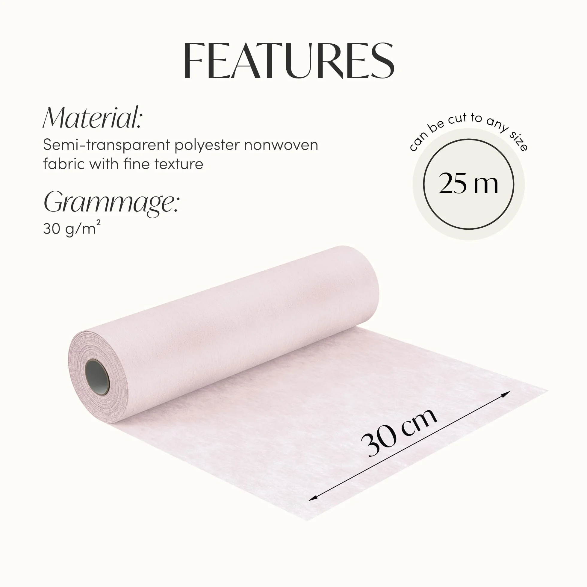 100%Mosel Bieżnik stołowy z włókniny, w kolorze Blush Rosé (30 cm x 25 m), dekoracyjna wstążka stołowa, elegancka dekoracja stołu na urodziny i wesela, kolorowa dekoracja na specjalne okazje