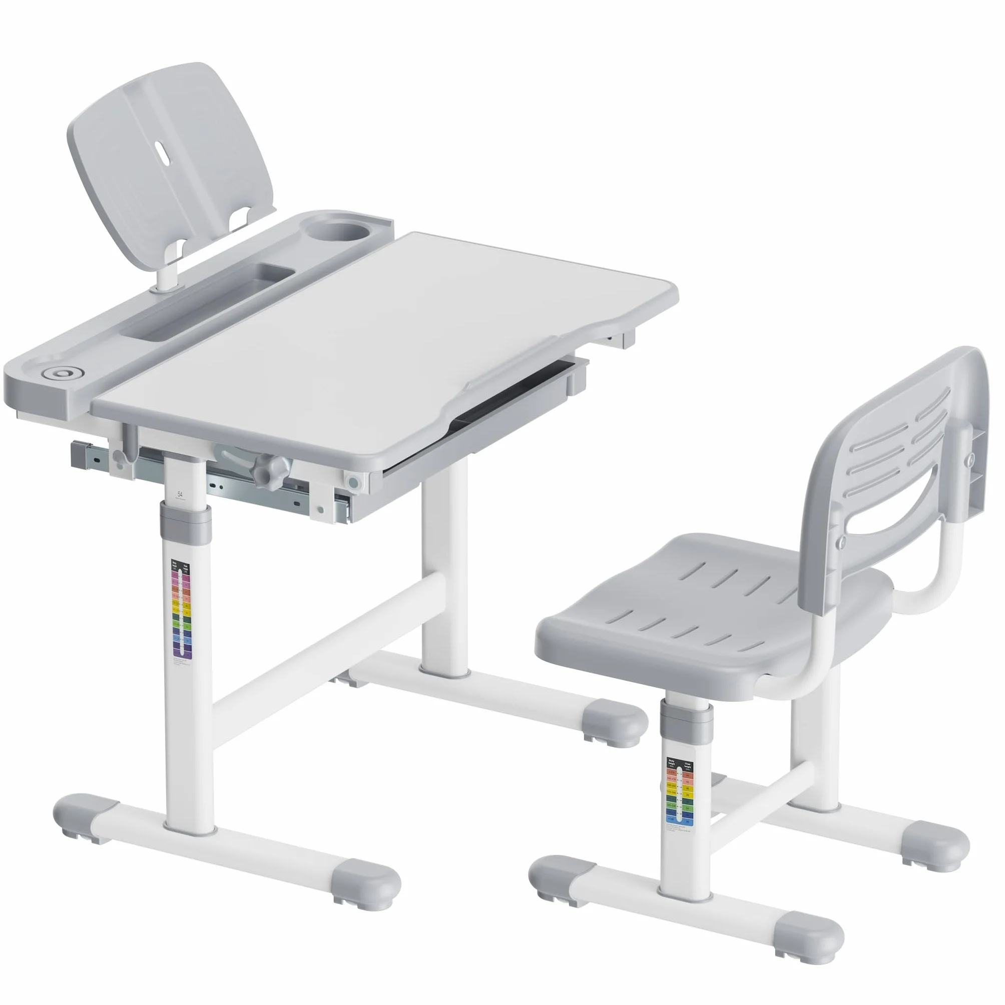 Zestaw mebli dziecięcych z regulacją wysokości, biurko z krzesłem dla dziecka w wieku szkolnym, ergonomiczne meble edukacyjne rosnące z dzieckiem, do nauki pisania rysowania i czytania