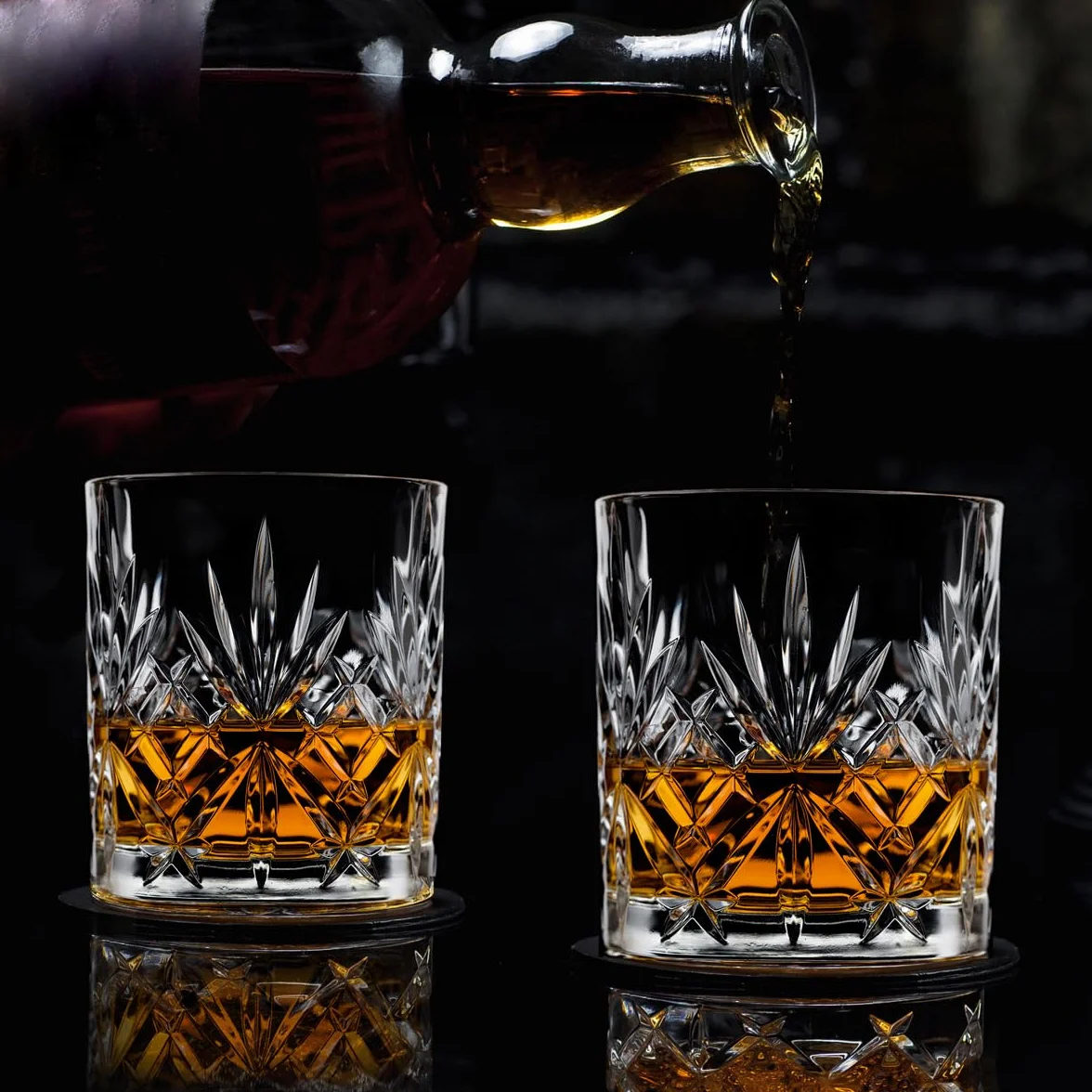 FLOW Barware Zestaw 2 szklanek do whisky, kryształowe kieliszki do whisky, prezent dla mężczyzn, idealny do Szkocji, Bourbon Gin & Tonic, Negroni, Rum