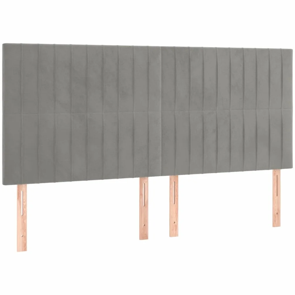 Zagłówek do łóżka, łóżko podwójne, łóżko kontynentalne z materacem jasnoszarym, 200 x 200 cm, aksamitne, nadaje się do pokoju rodzinnego