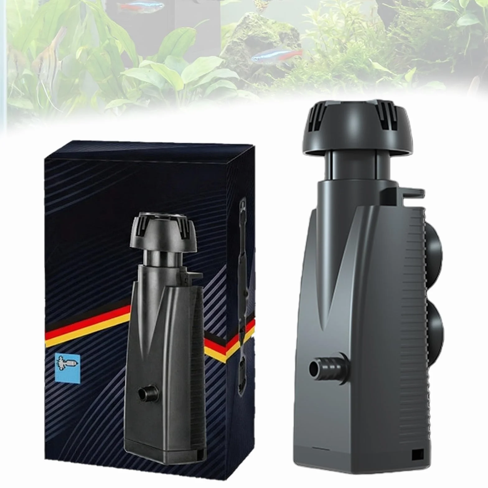 BAIFULAI Skimmer powierzchniowy do akwarium, 160 l/h, 3 W, skimmer do akwarium o pojemności do 200 l, zbiornik na ryby, odkurzacz powierzchniowy z gąbką i przyssawkami, filtr do akwarium, zmywacz