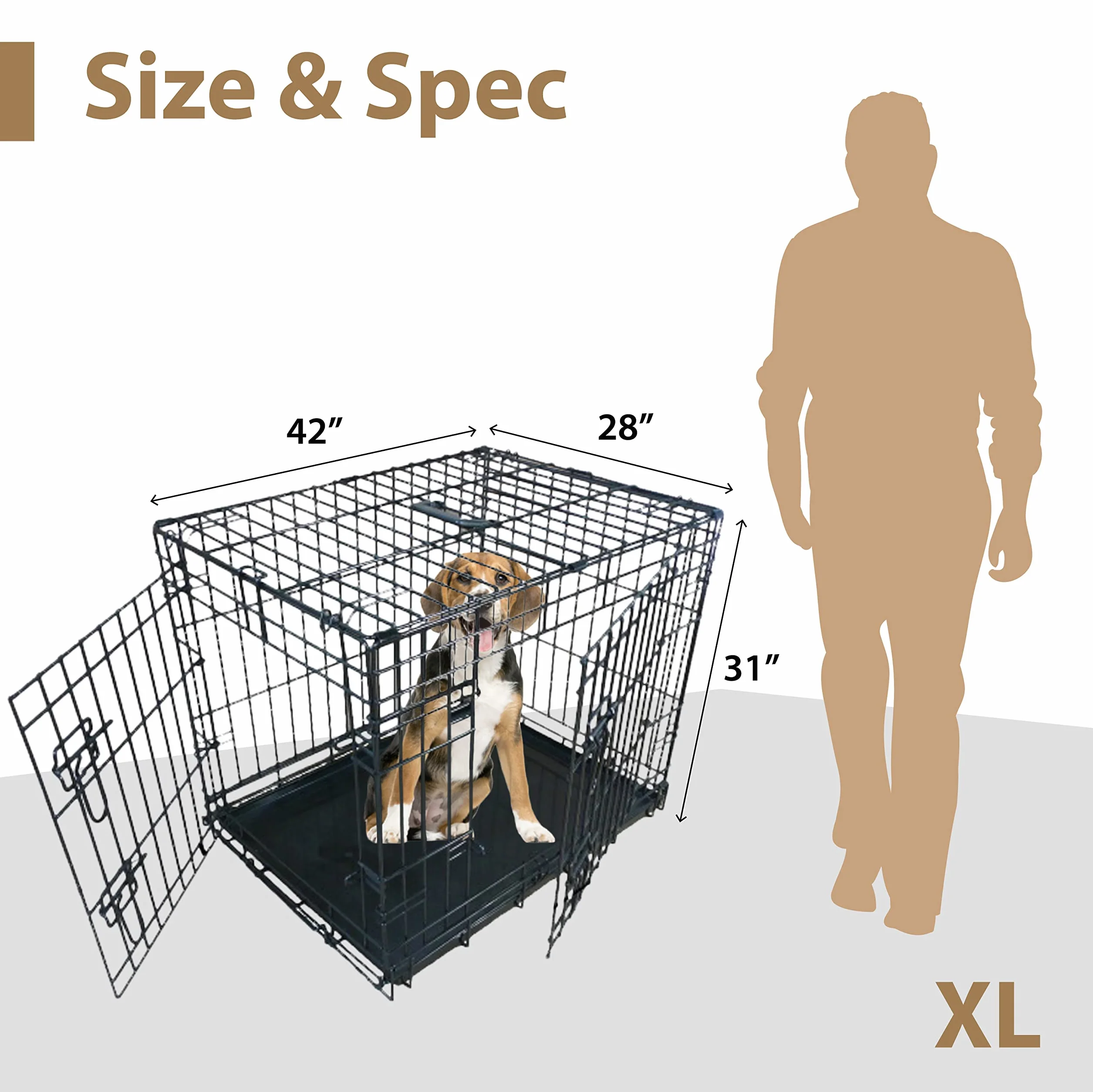 Ellie-Bo Deluxe 2-drzwiowa składana klatka dla psa 102 cm czarna