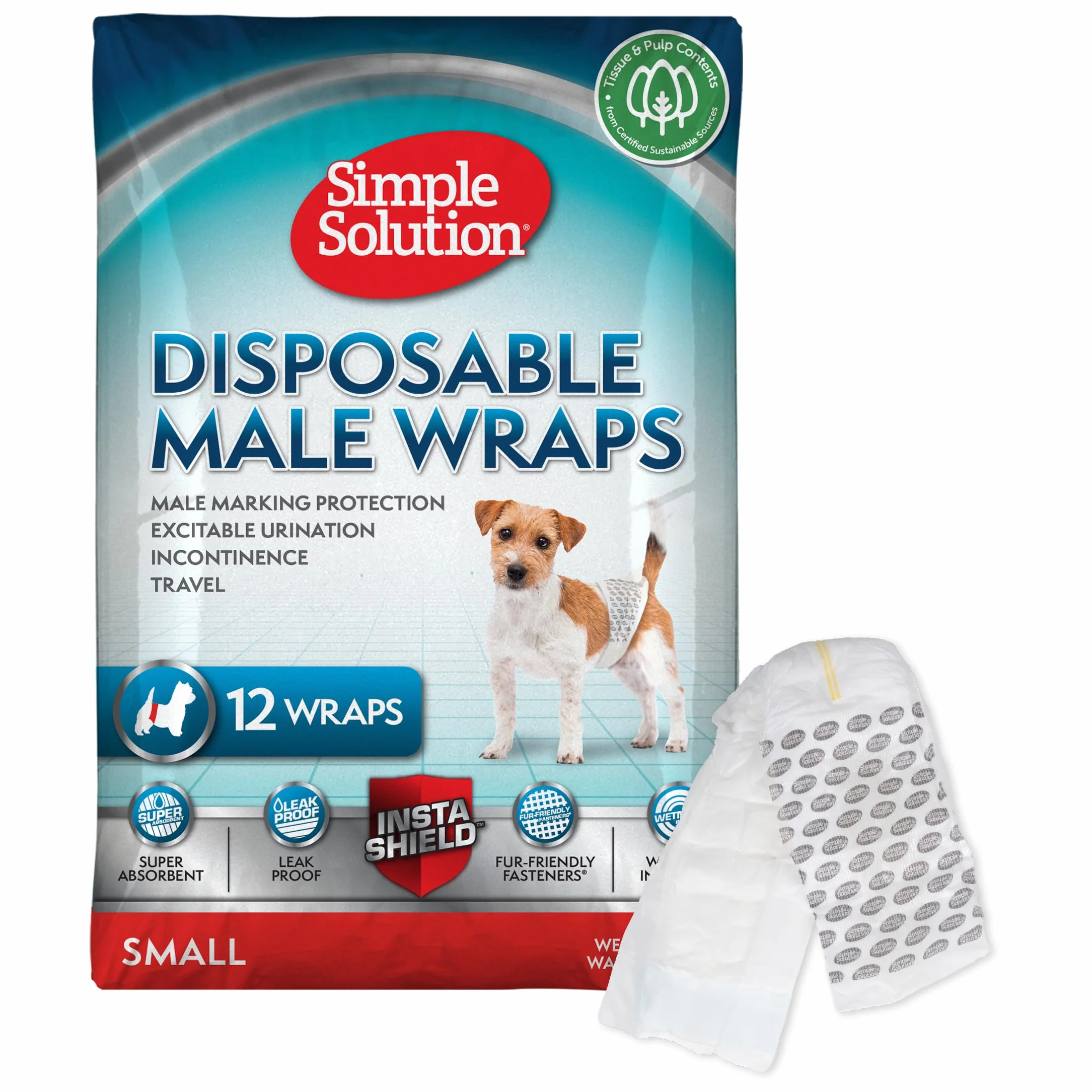 Simple Solution Insta Shield Pieluchy dla Psa, Biały, 12 x M