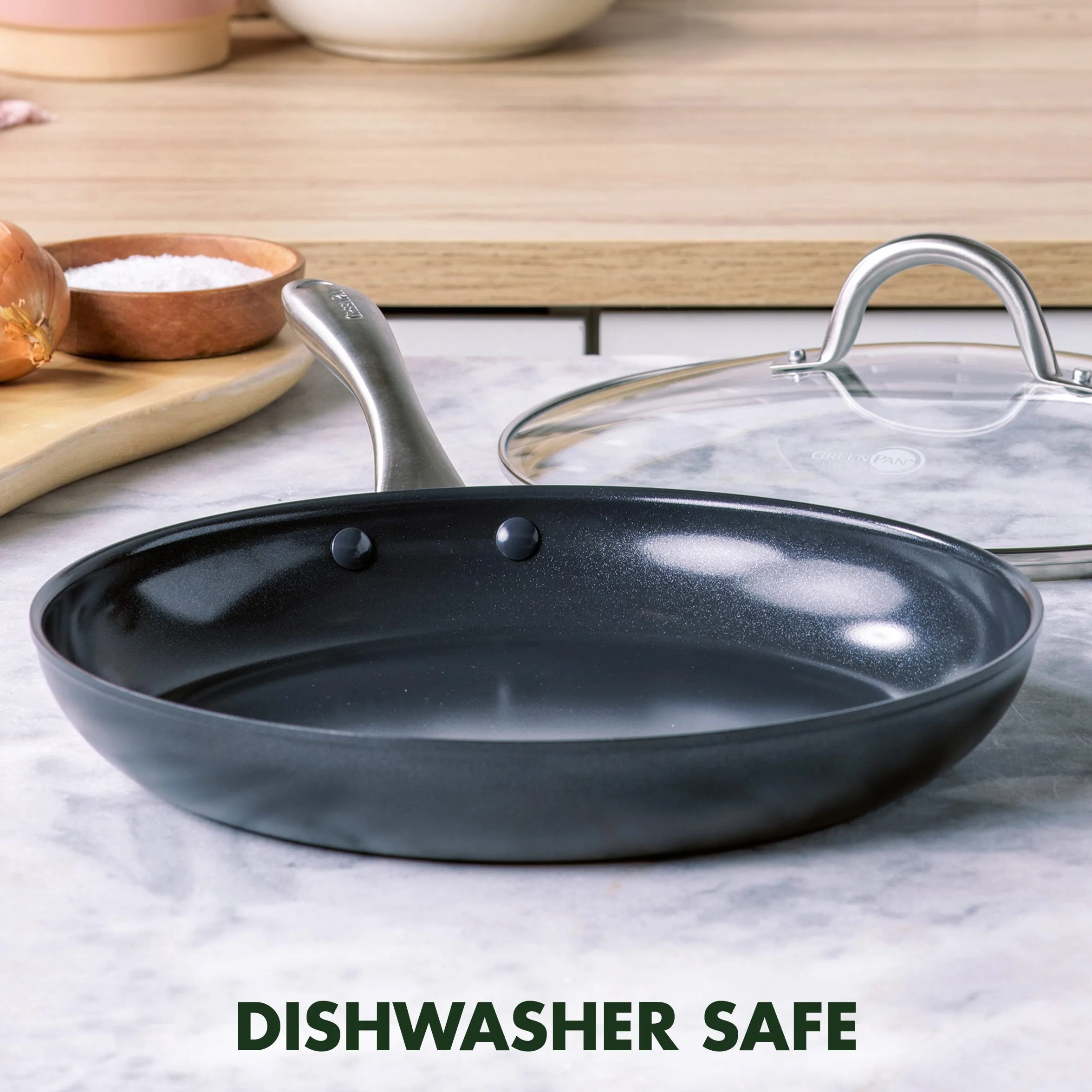 GreenPan, Prime Midight ceramiczna patelnia szefa kuchni z pokrywką, 30 cm, czarnym