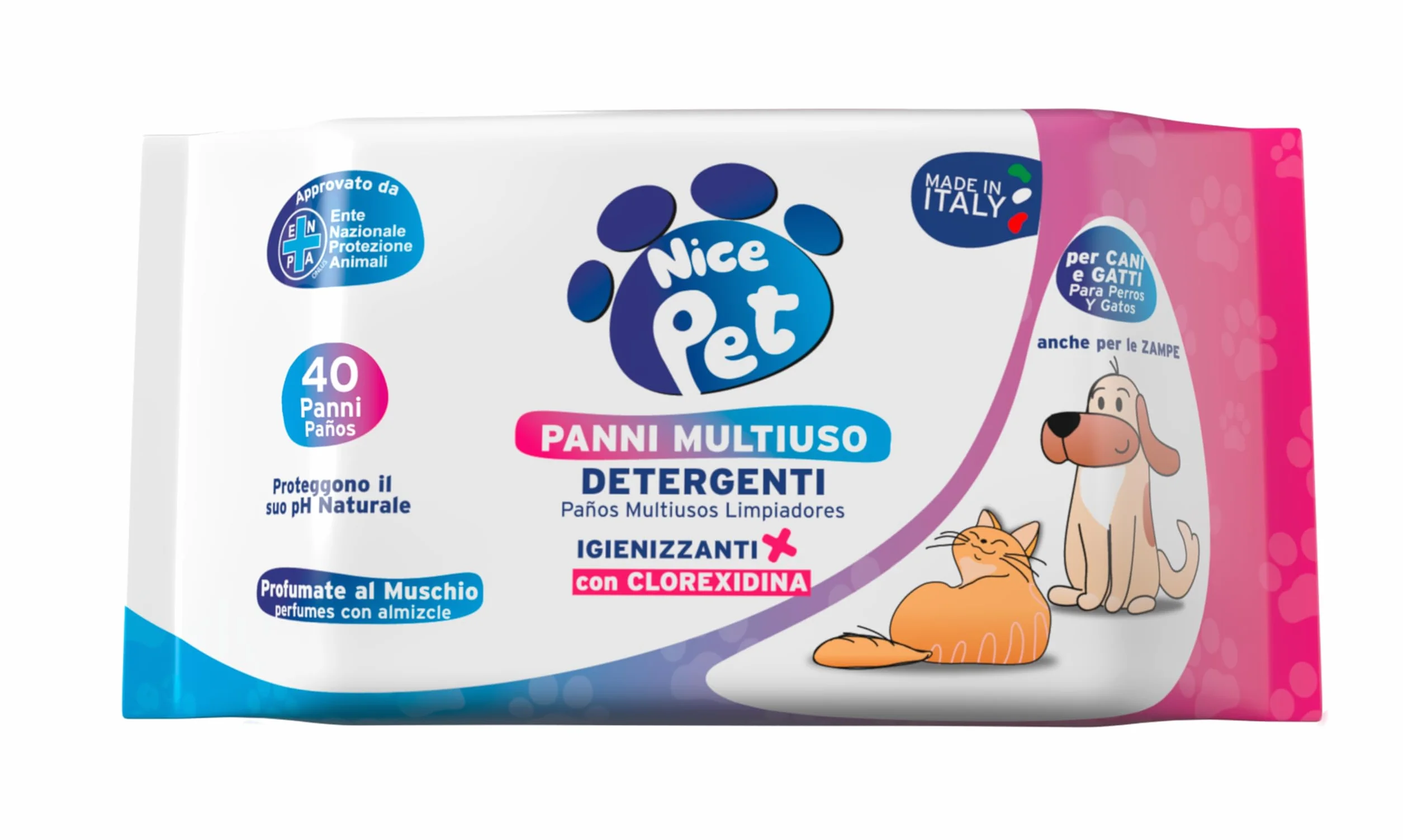 Diva International Nice Pet 40pcs Wielofunkcyjne detergenty z chlorheksydyną