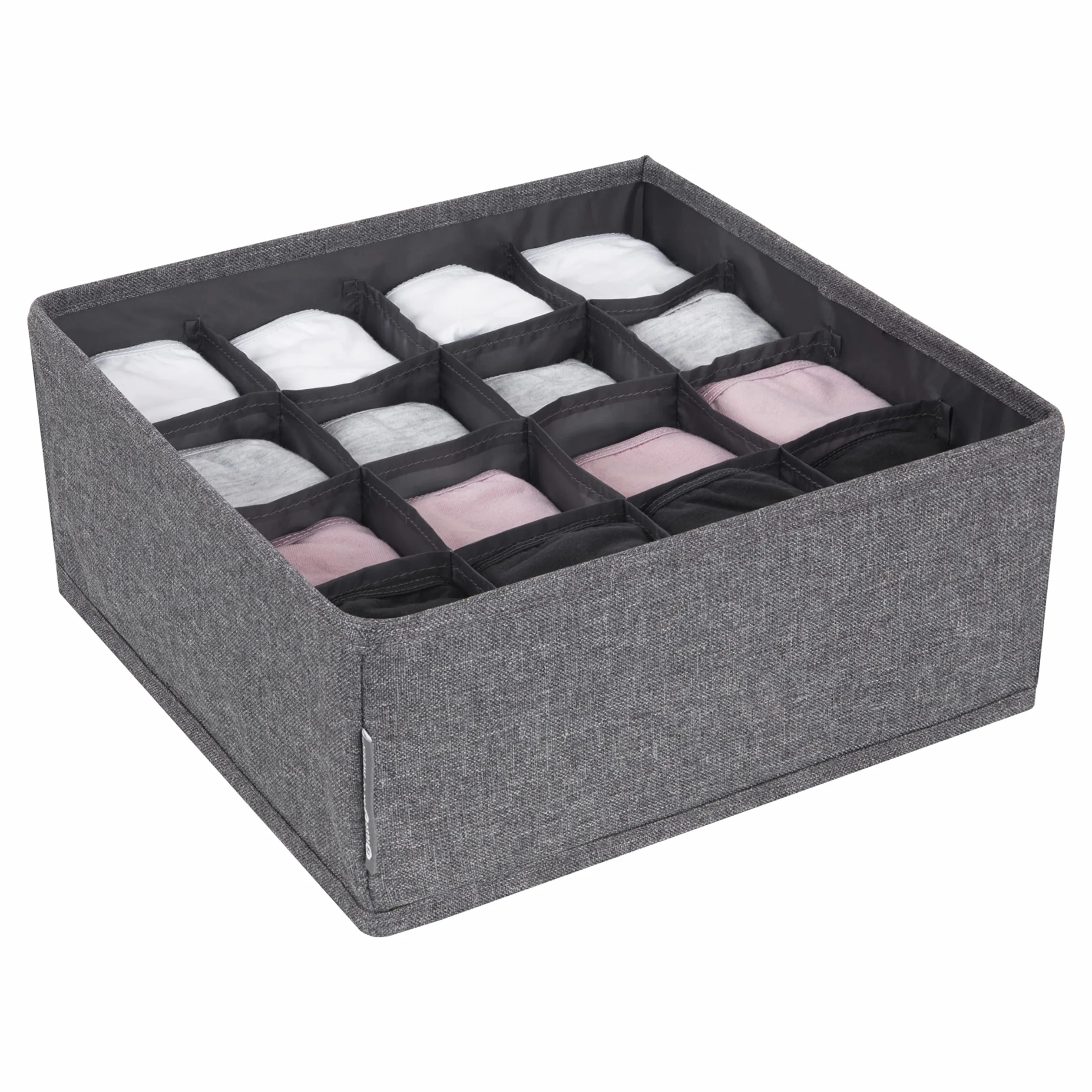 Bigso Box of Sweden Duży organizer do szuflad – pudełko do przechowywania z 16 przegródkami – praktyczne pudełko z szufladami na komodę lub do sypialni – idealne na mniejsze przedmioty – kolor szary