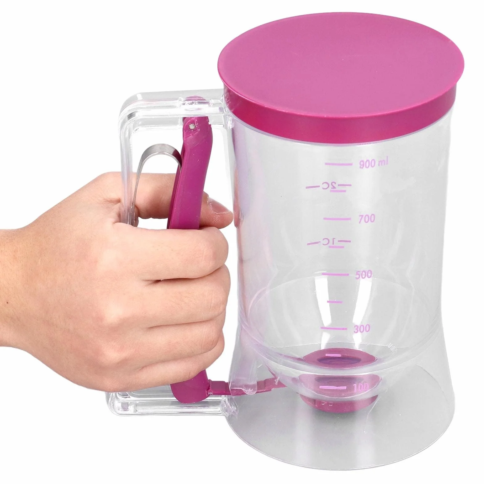 Dozownik do ciasta, dozownik ciasta, miarka, dozownik do ciast, z pokrywką i skalą, do babeczek, muffinek, naleśników, wafli, wylewania ciasta, 900 ml