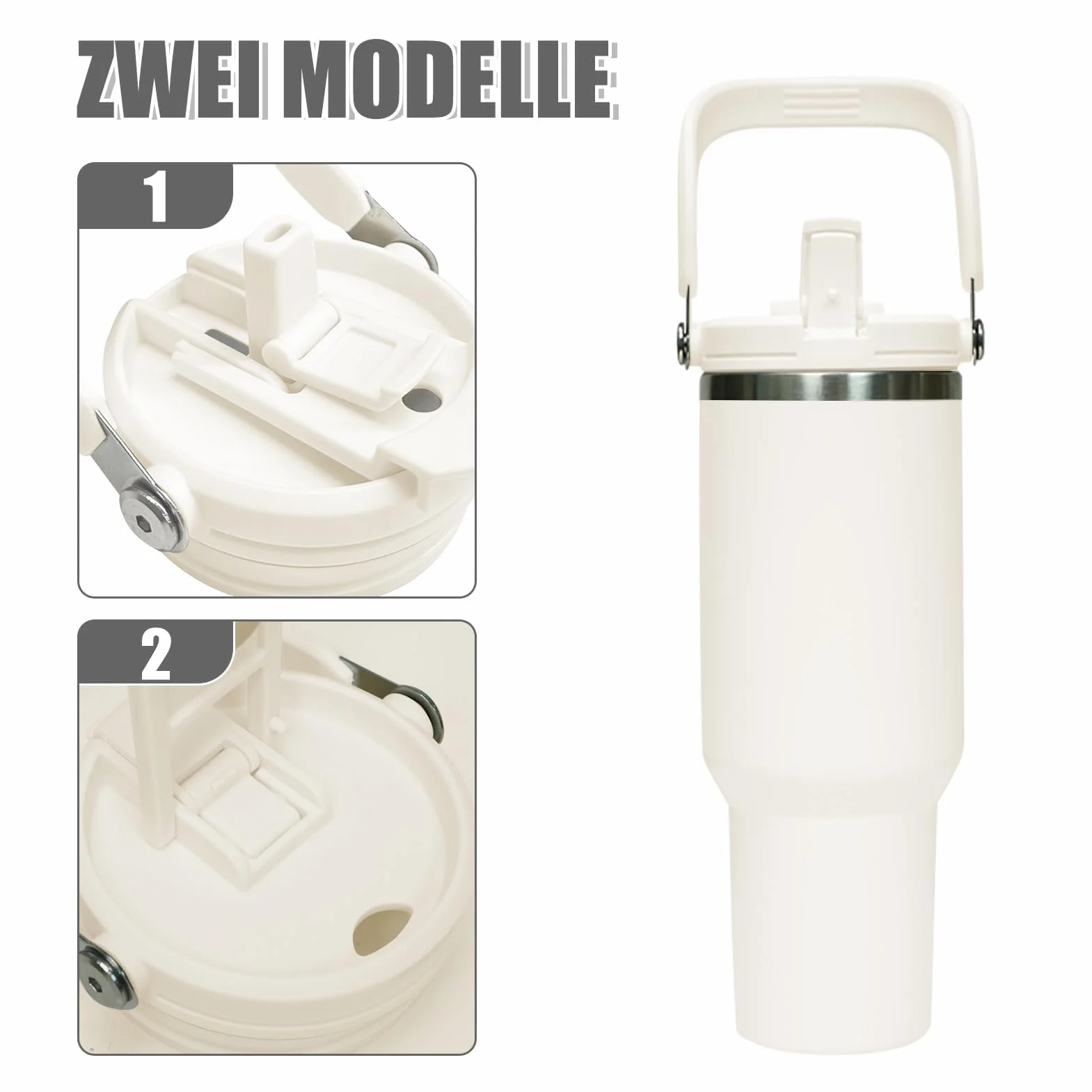 FUFRE Zapasowa pokrywka do kubka Stanley 40 oz, zapasowa pokrywka z klapką i uchwytem, wielokrotnego użytku, szczelny i pyłoszczelny kubek do akcesoriów Stanley Cup (1 sztuka, biała)