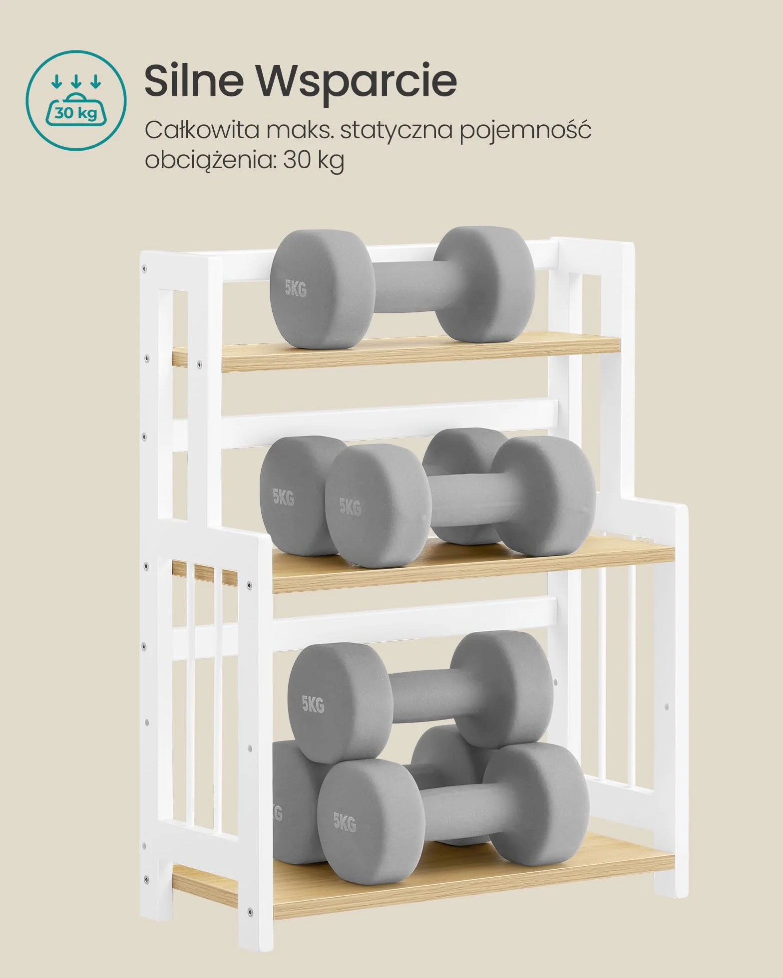 SONGMICS 3-poziomowy stojak na przyprawy Półka kuchenna Regał do przechowywania Blat roboczy Bambusowy stojak Kuchnia Jadalnia Biuro Naturalny dąb OFS047Y01