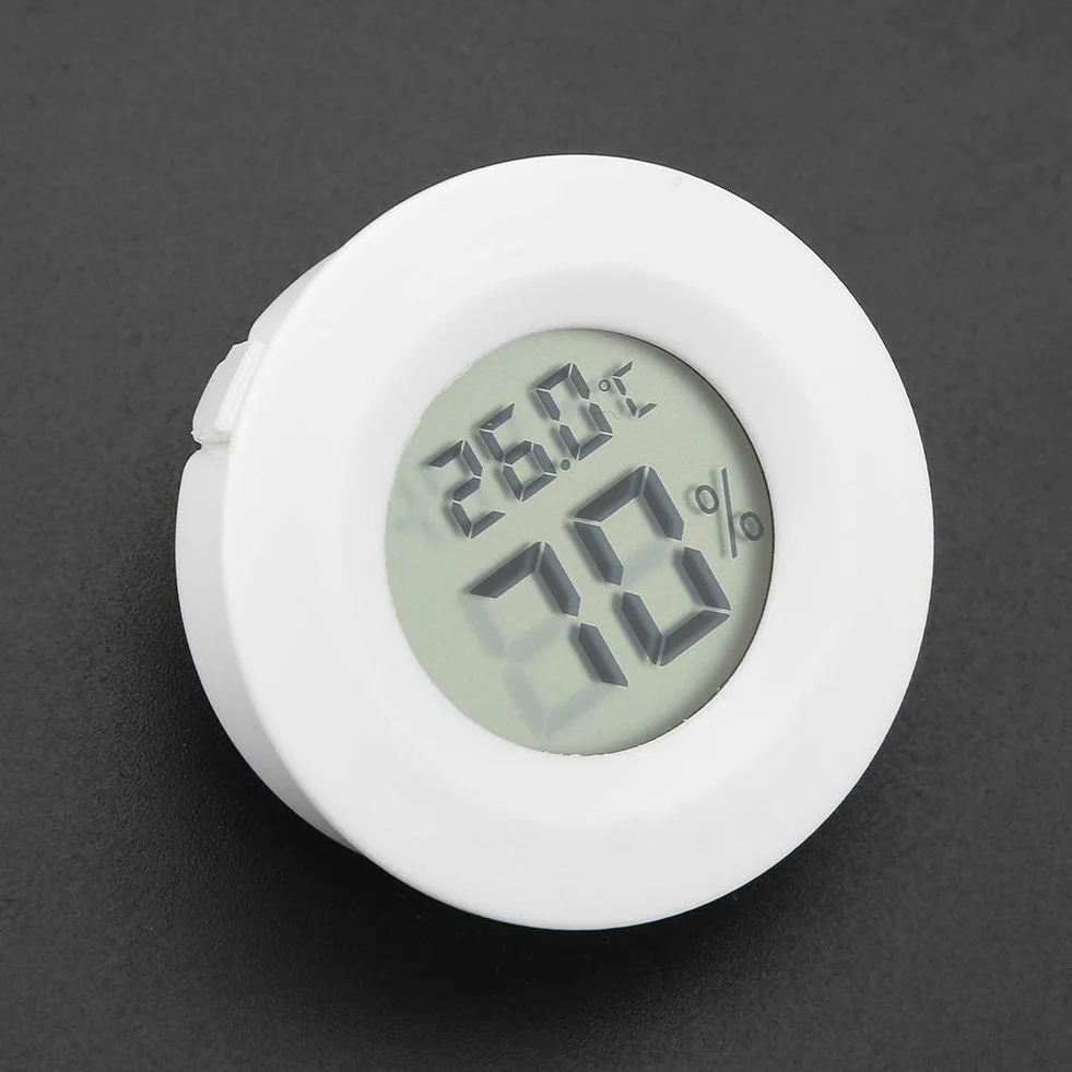 Yctze Mini Cyfrowy Termometr LCD Higrometr, Okrągły Miernik Wilgotności i Temperatury dla Brodatych Smoków, Gadów, Gekonów Czubatych, Wiwarium i Terrarium, Akcesoria do Węży (#02)
