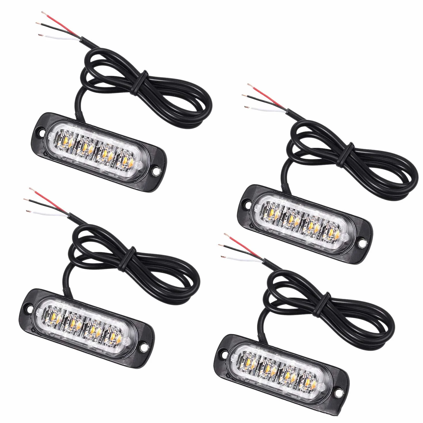 4 szt. 4 lampki do stroboskopu LED 12 V 24 V awaria grilla migające pomarańczowe