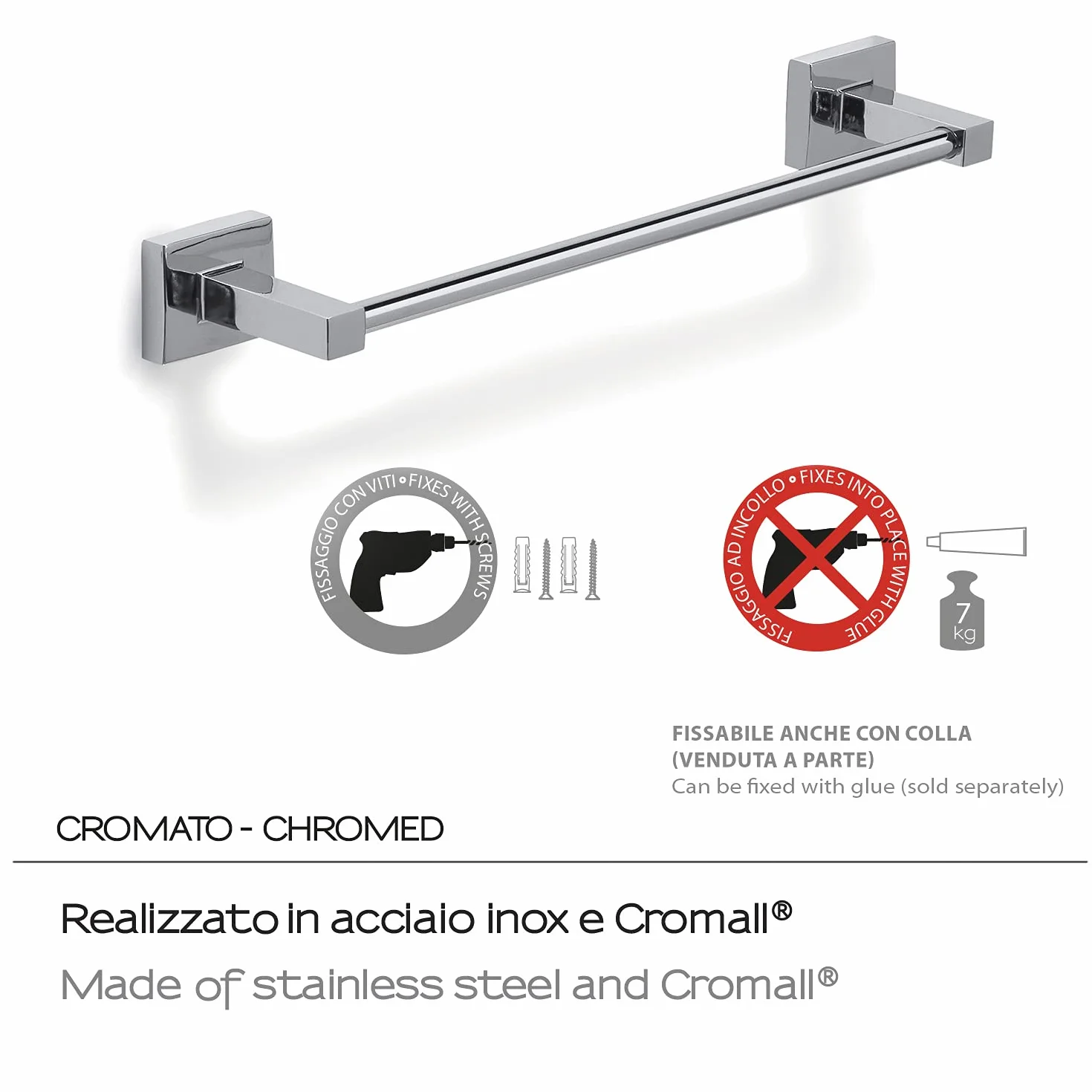 Gedy G-Pukhet wieszak na ręczniki CM.35, kolor chrom, elementy wykonane ze stali nierdzewnej i chromu, 2 lata, wymiary 4,5 x 38,4 x 6,8 cm i waga 0,215 kg, projekt R & D