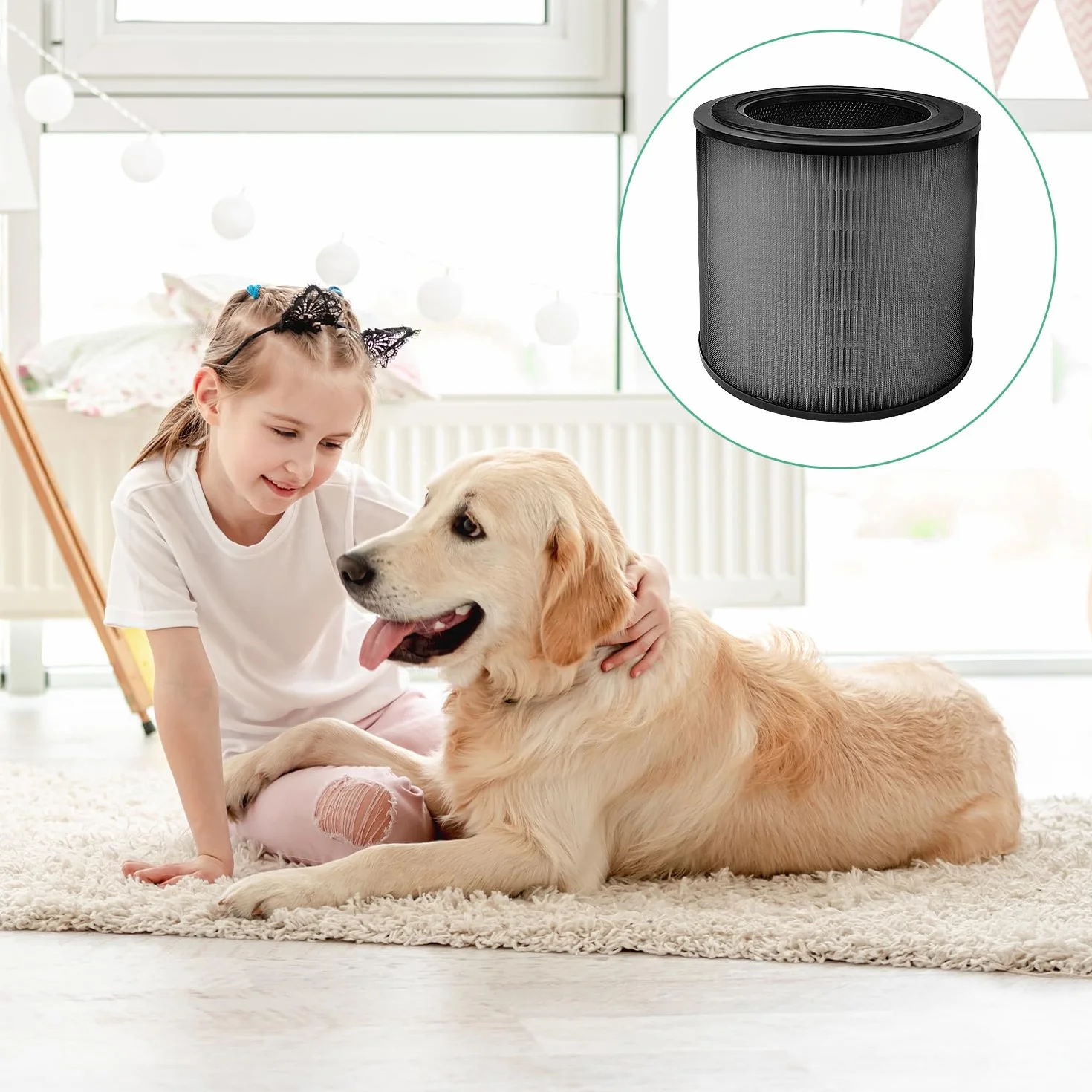 2 filtry HEPA kompatybilne z Philips AC0950 AC0951, filtr wymienny, wysoce wydajna filtracja, czyste powietrze, nadaje się do domu, hotelu, biura (czarny)