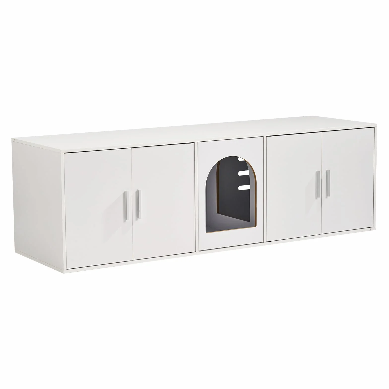 VEVOR Obudowa kuwety dla 2 kotów, kuweta meble ukryte z pokojami dwuosobowymi, drewniana szafka dla kota pasuje do większości kuwety, 140 cm dł. x 45 cm szer. x 40 cm wys., biała