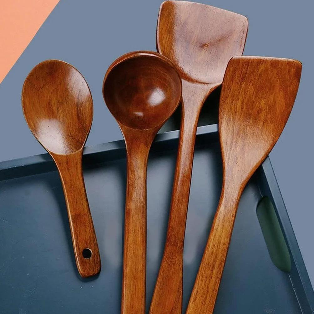 łyżka Drewniane łyżki Do Gotowania Sałatki Widelca Długie Uchwyt Ustawa Zestawu Garnituru Non-stock Pane Kitchen Tool