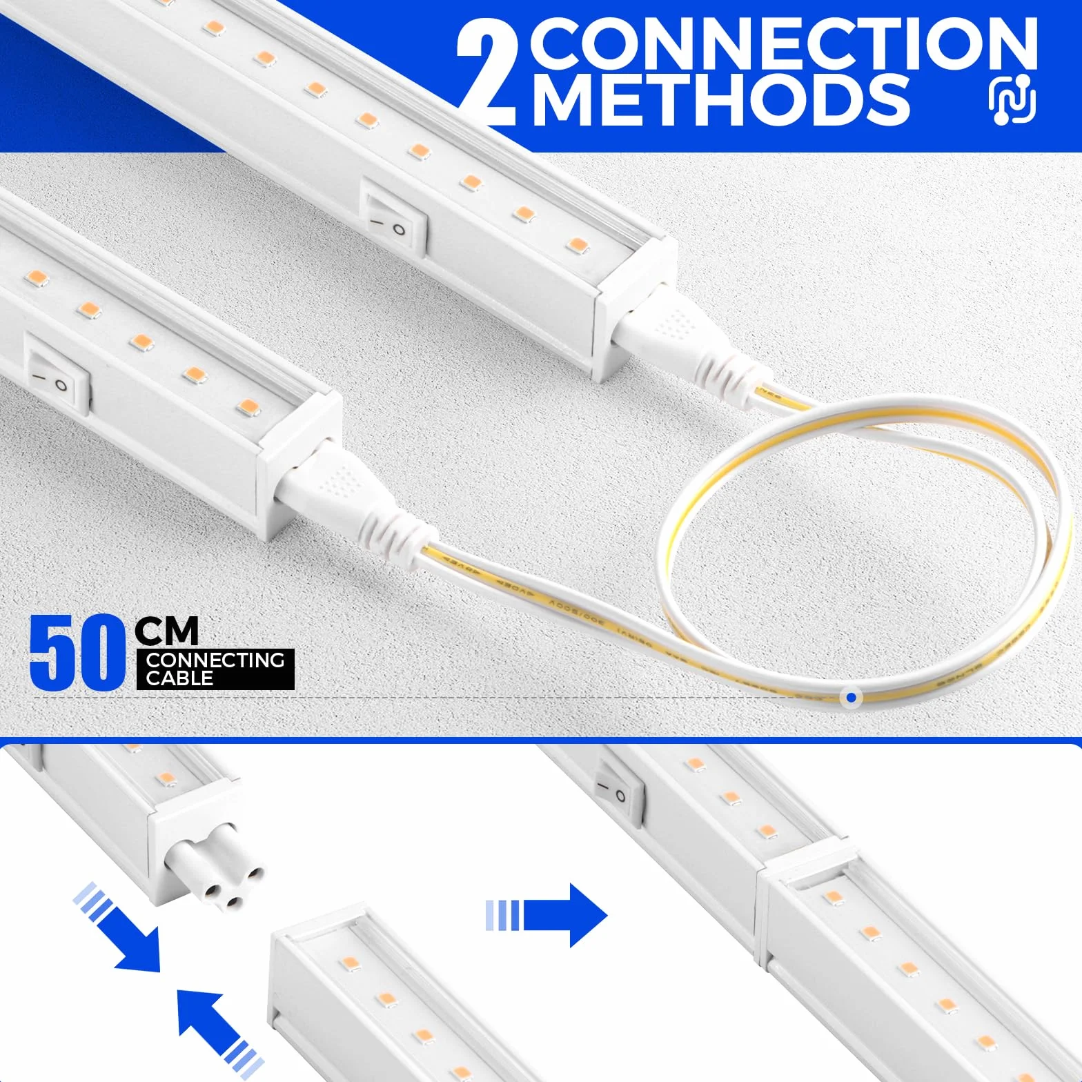 Barrina T5 LED Lampa do Roślin, 29cm, Żółte Pełne Spektrum Światła, 30W (6 x 5W), 1FT Lampy Roślinne z Włącznikiem, Łączone, Do Szklarni, Zestaw 6 szt