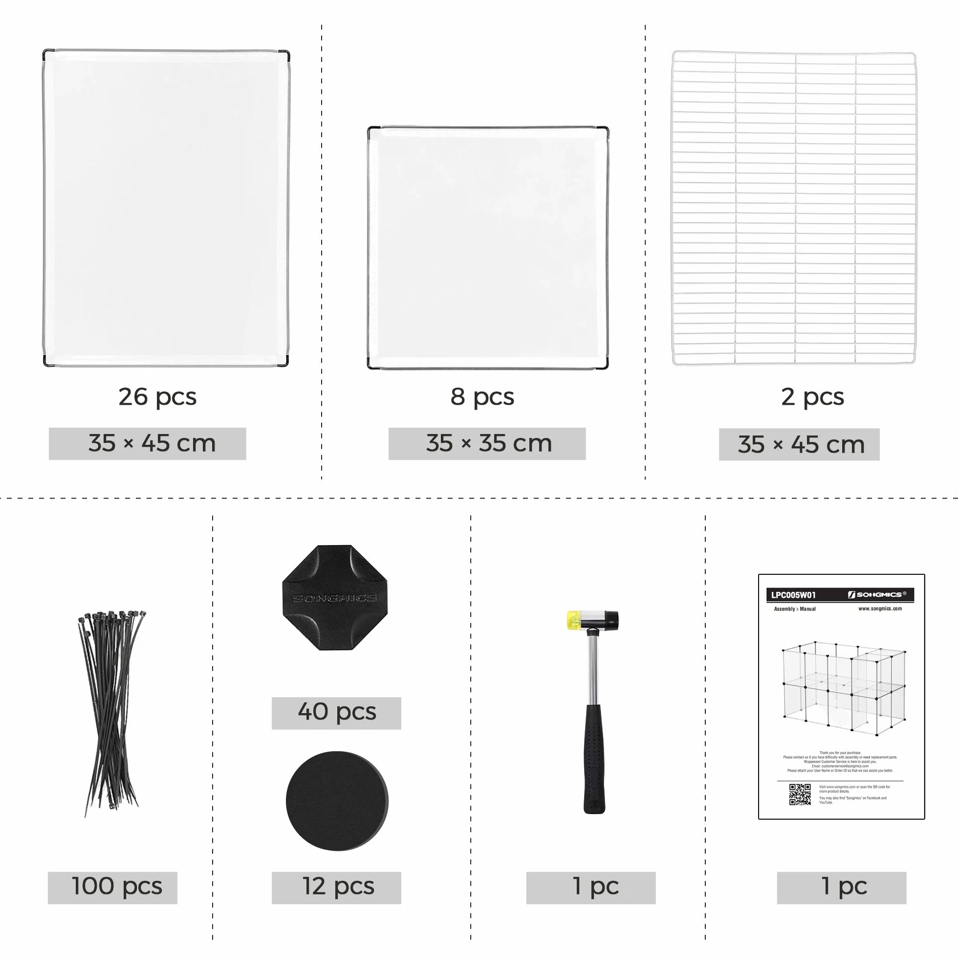 SONGMICS Wybieg dla zwierząt 143x73x91 cm przezroczysty LPC005W01