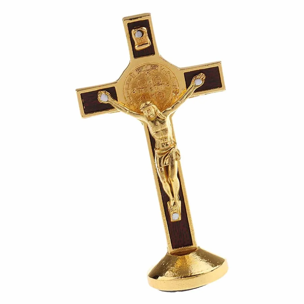 POFET - Statua ukrzycyfiksu Jezusa Chrystusa na krzyżu do samochodu, domu, kaplicy, złota