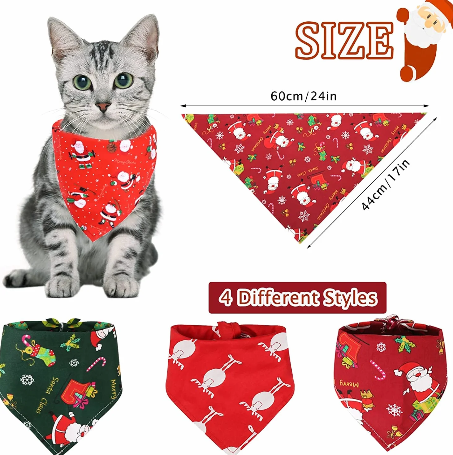 Chustki na Szyję dla Psa Bandana Trójkątny Śliniaczek Boże Narodzenie Akcesoria dla Psów Kotów
