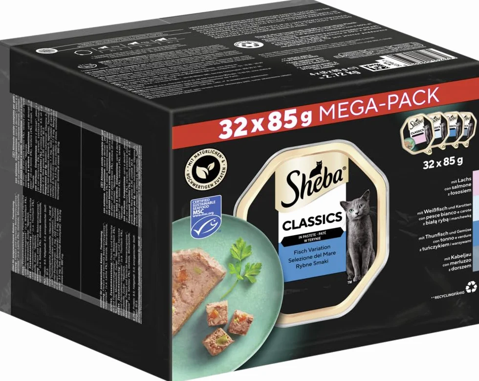 Sheba Classics In Pastetete Karma dla Kotów, Pasztet Rybny, 85 g