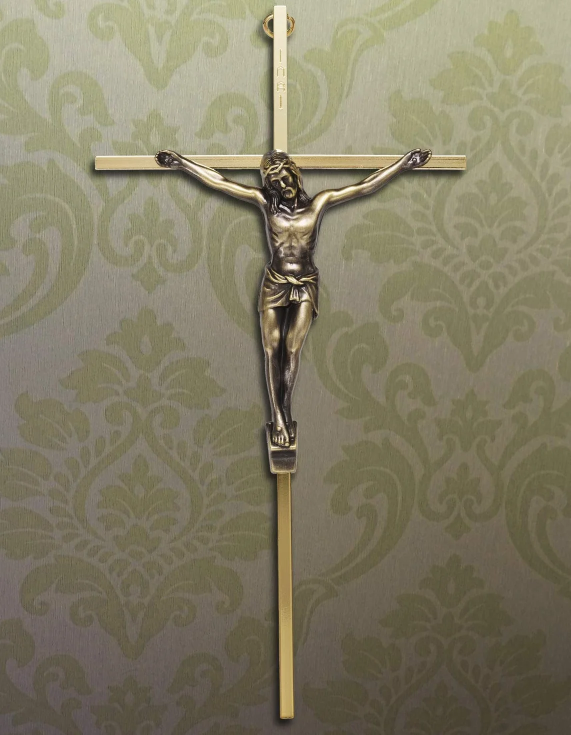 ACHIBANG Krzyż ścienny krzyż - metalowe smukłe katolickie krzyże dekoracja ścienna - 25 cm - błyszczące złoto