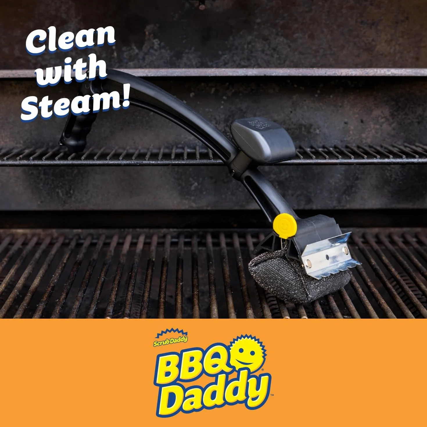 Scrub Daddy BBQ Daddy + wymienne głowice – szczotka do czyszczenia grilla ze skrobakiem i otwieraczem do butelek, środek do czyszczenia grilla, bez włosia, szczotki do czyszczenia grilla, zaawansowane