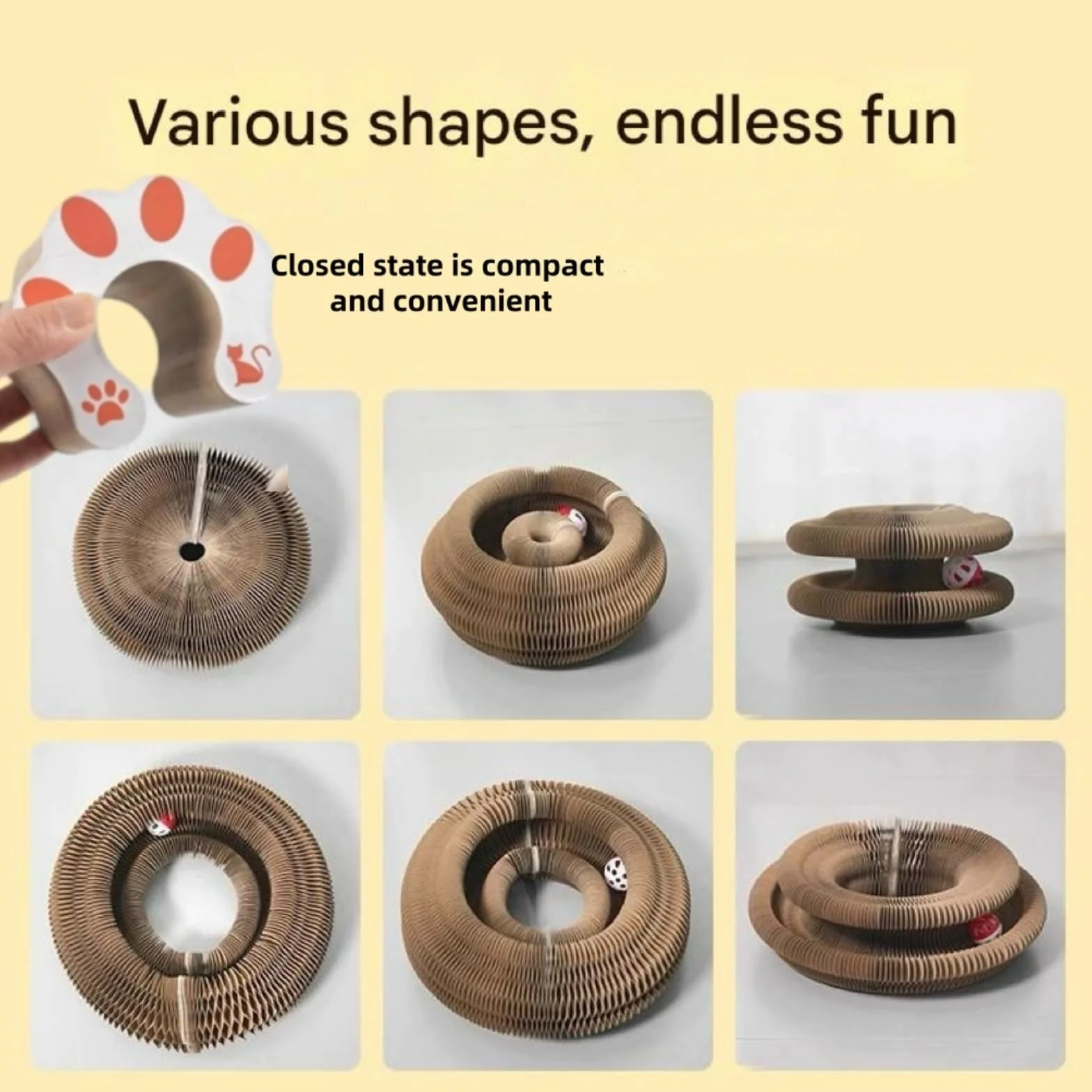 Kitty Kurlz Foldable Cat Accordion Toy Scratching Board with Bell Balls and Track Adventure