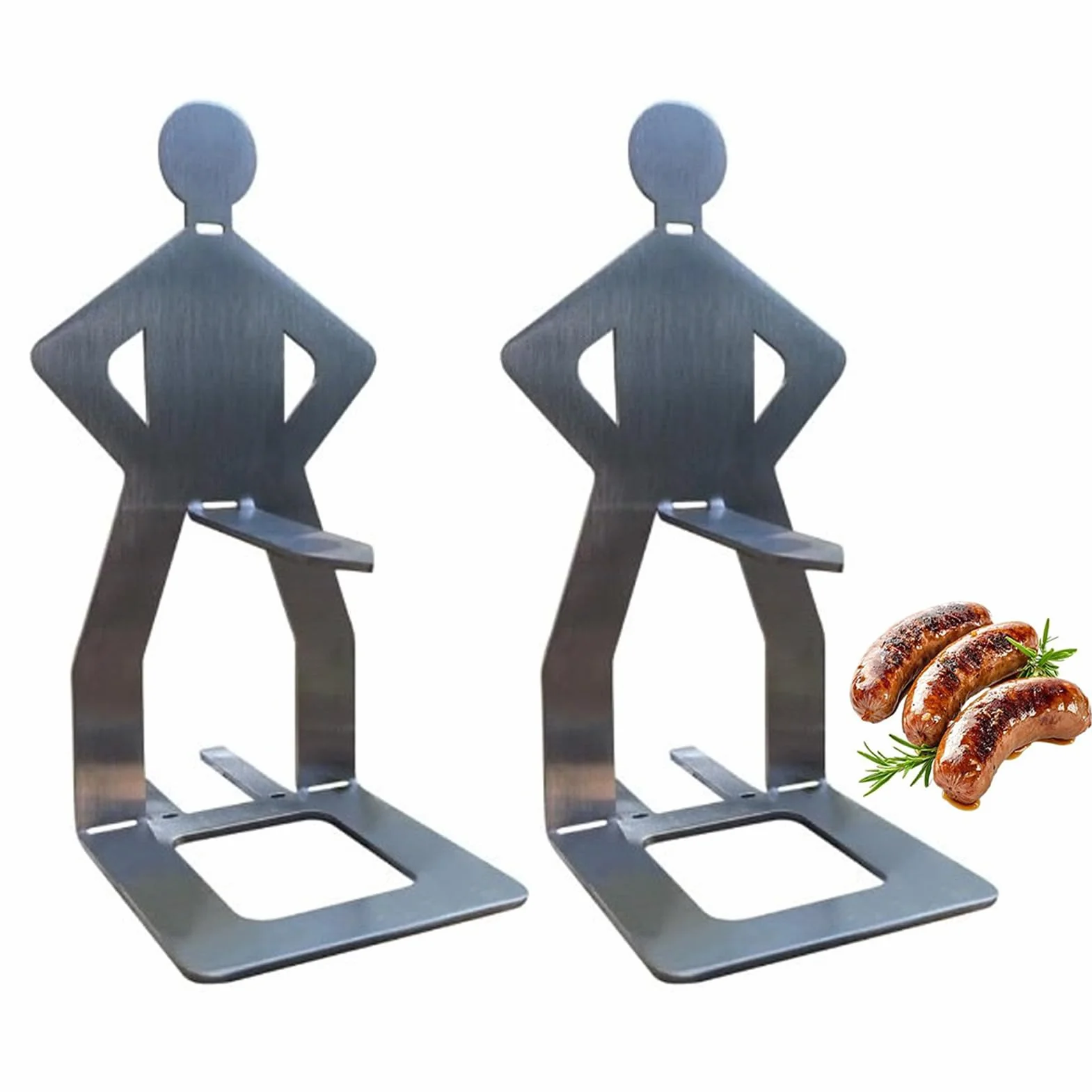 Hot Dog uchwyt na grill dla ludzi, 2 sztuki, zabawny, kreatywny akcesoria do ze stali nierdzewnej, wielokrotnego użytku, do grillowania, na kemping, do gotowania, na imprezy, do kuchni, ogrodu